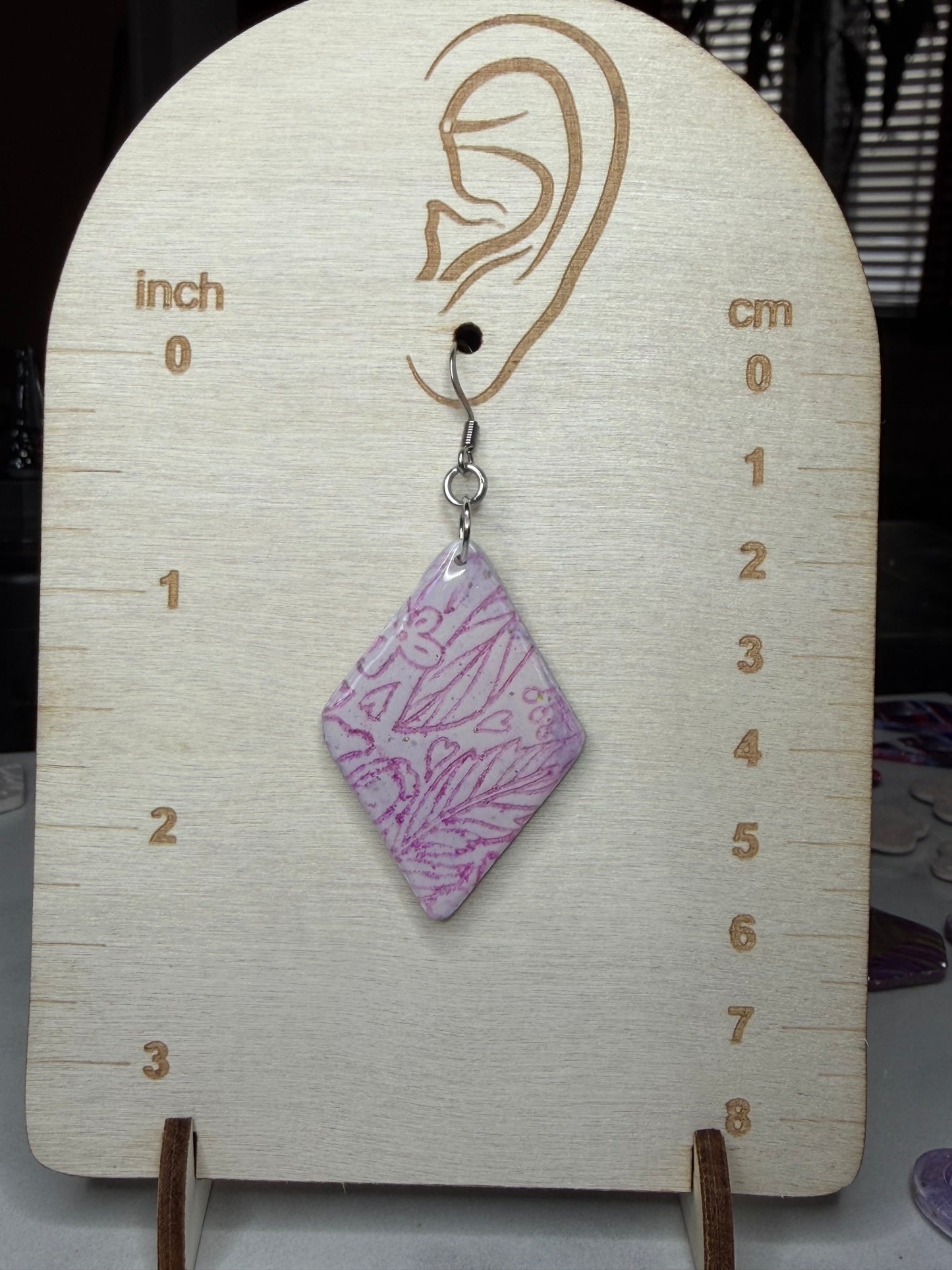 Handmade Pink Floral Diamond Jewelry Set | Polymer Clay & Resin Necklace with Matching Earrings