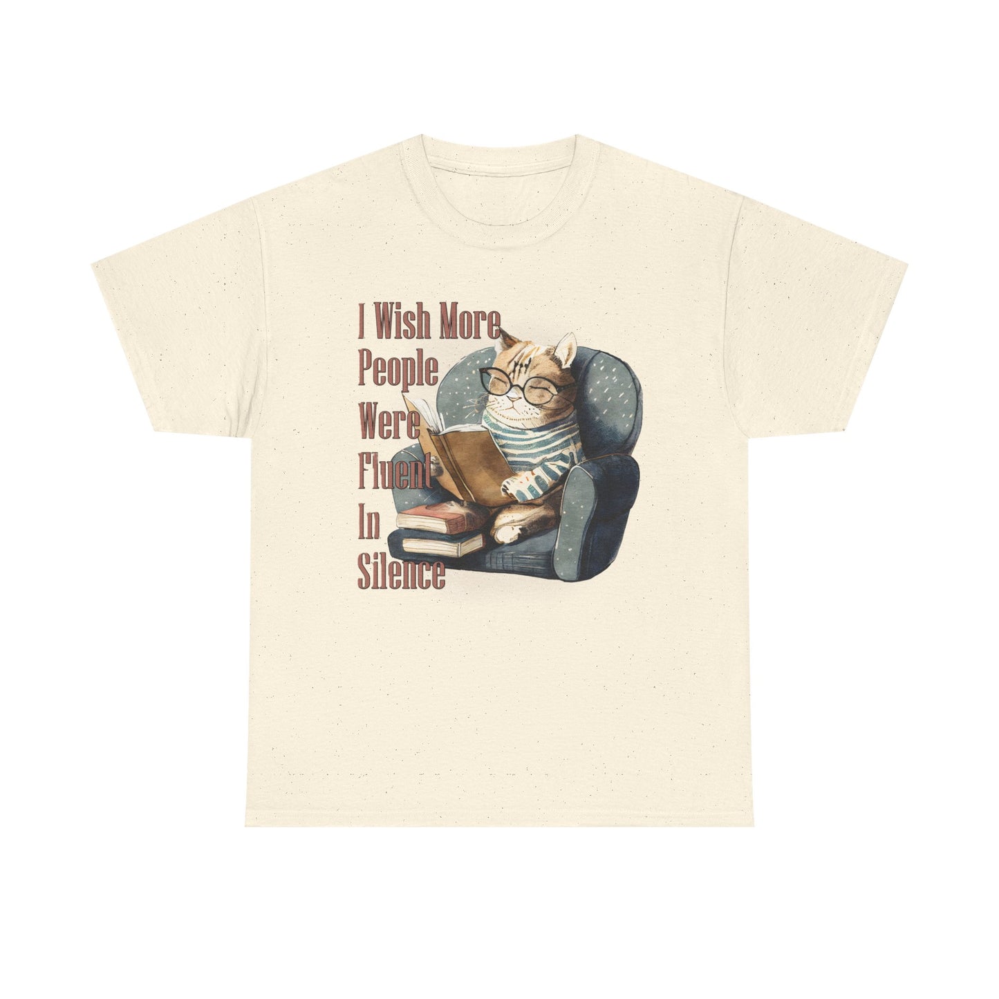 Charming Cat Reading Tee, Funny Cat Lover Shirt, Silent Reader Gift, Cozy Everyday Wear, Unisex Cotton Top