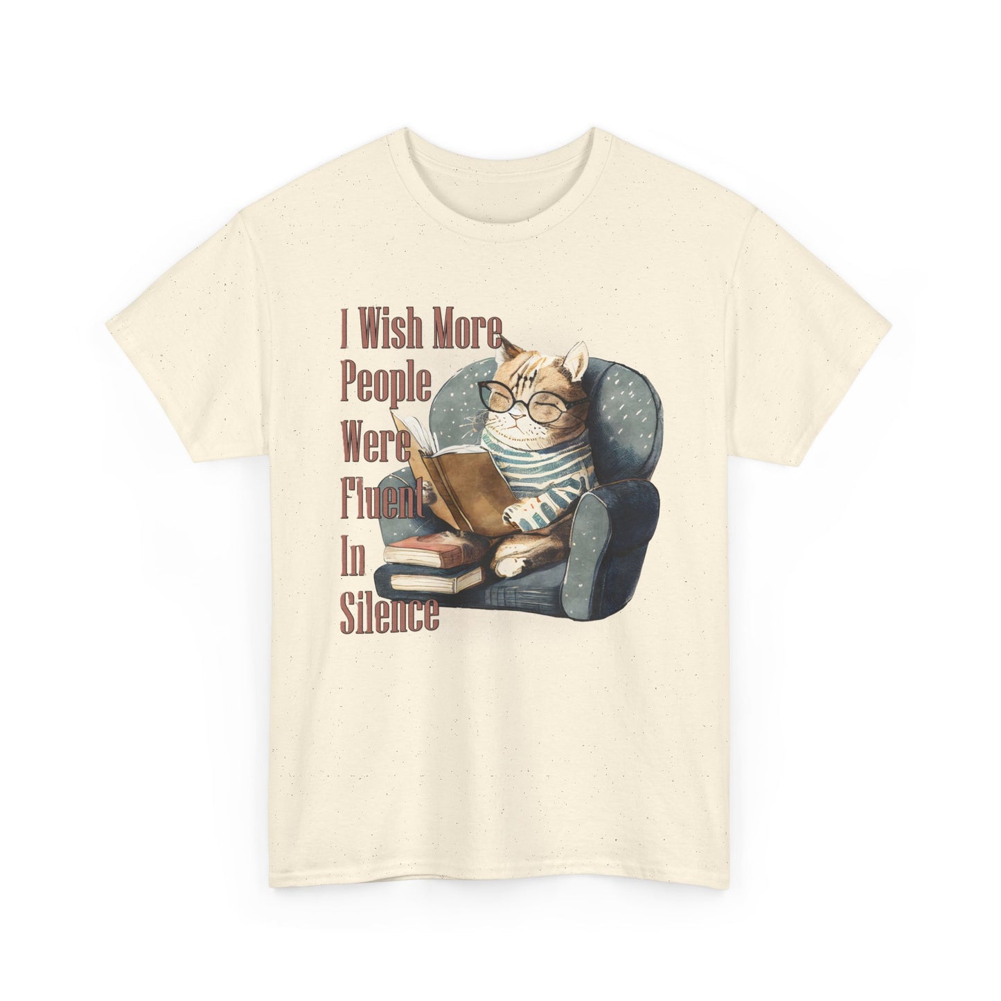 Charming Cat Reading Tee, Funny Cat Lover Shirt, Silent Reader Gift, Cozy Everyday Wear, Unisex Cotton Top