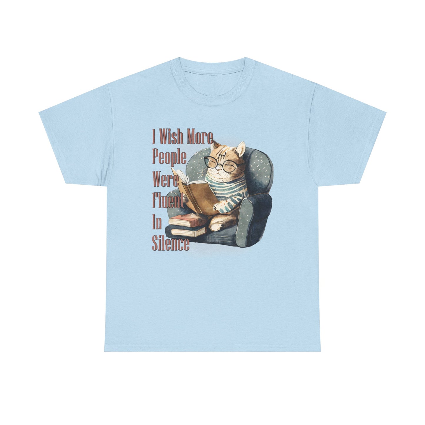 Charming Cat Reading Tee, Funny Cat Lover Shirt, Silent Reader Gift, Cozy Everyday Wear, Unisex Cotton Top