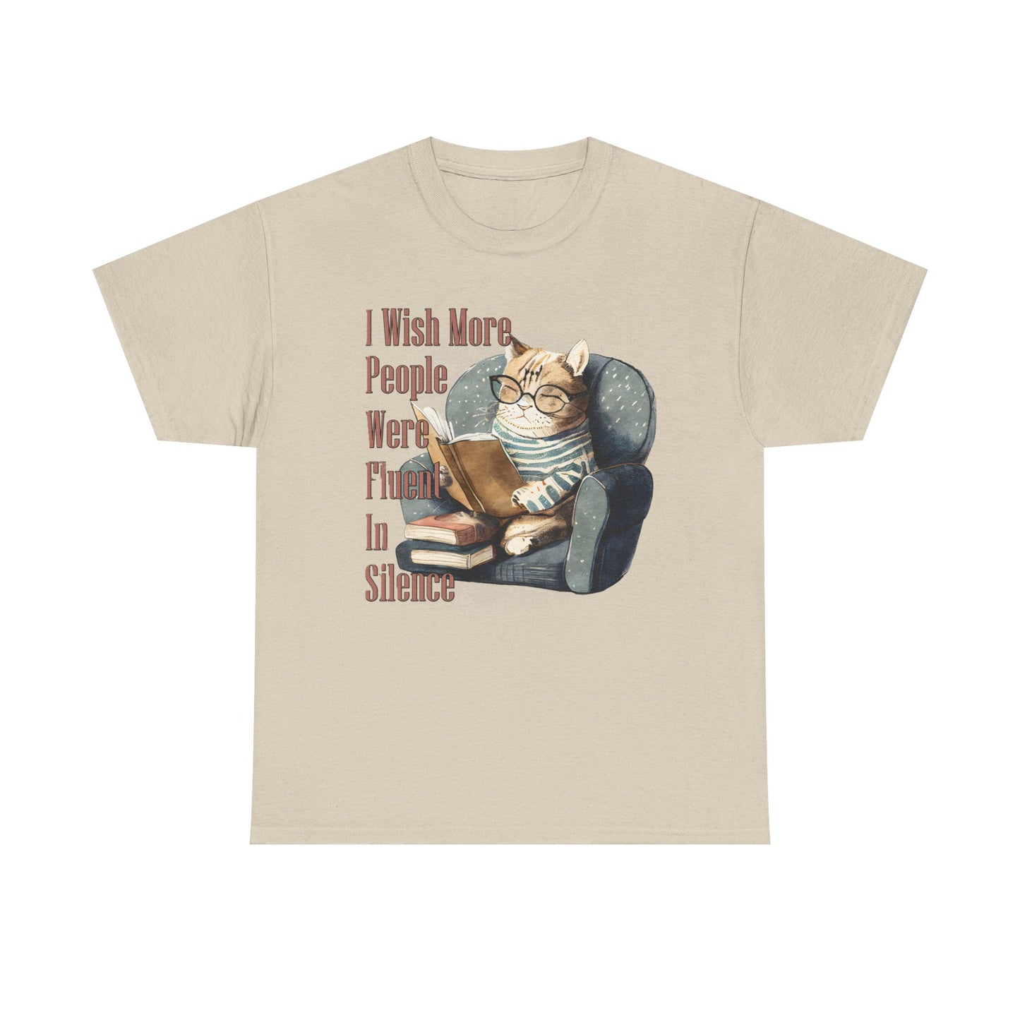 Charming Cat Reading Tee, Funny Cat Lover Shirt, Silent Reader Gift, Cozy Everyday Wear, Unisex Cotton Top
