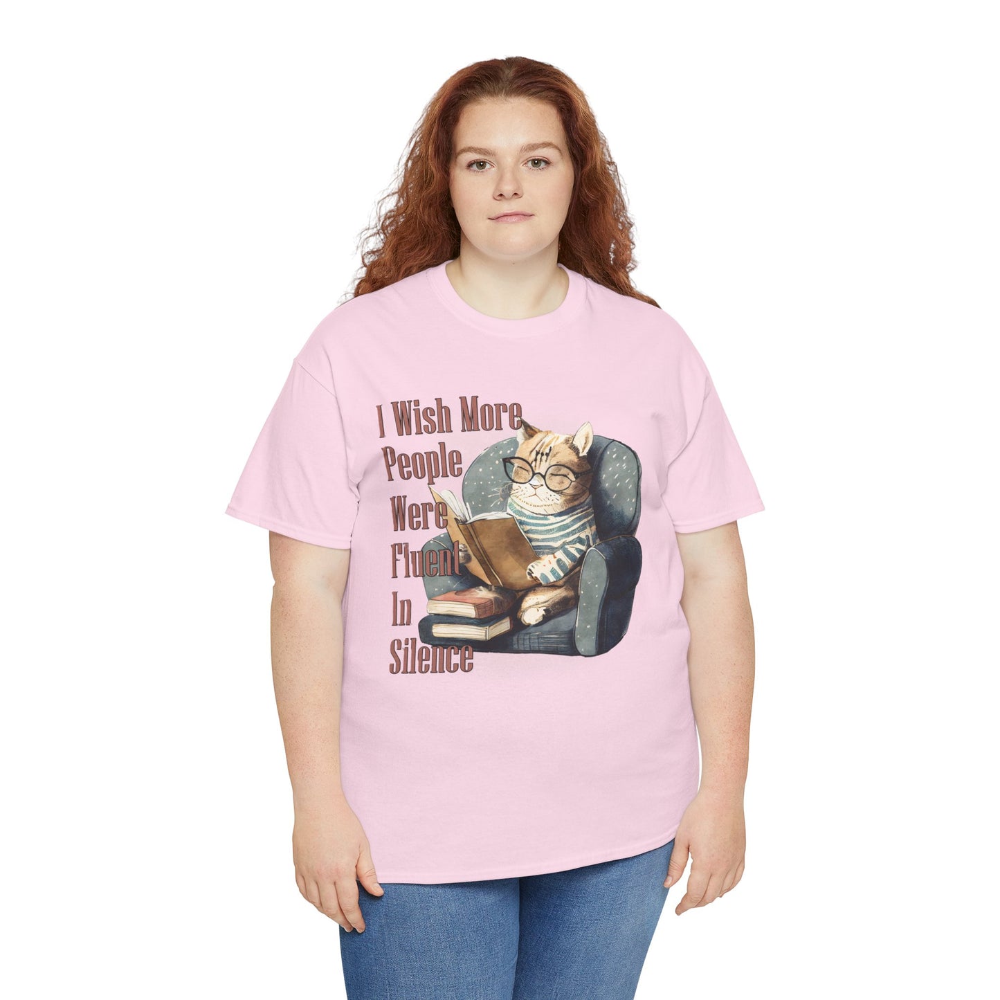 Charming Cat Reading Tee, Funny Cat Lover Shirt, Silent Reader Gift, Cozy Everyday Wear, Unisex Cotton Top