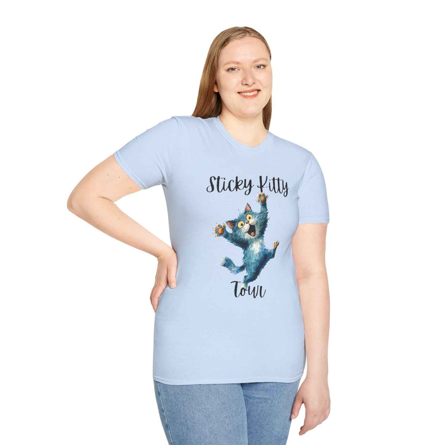 Sticky Kitty Town Unisex T-Shirt, Cute Cat Tee, Pet Lover Gift, Casual Wear, Animal Lover T-Shirt, Fun Graphic Tee