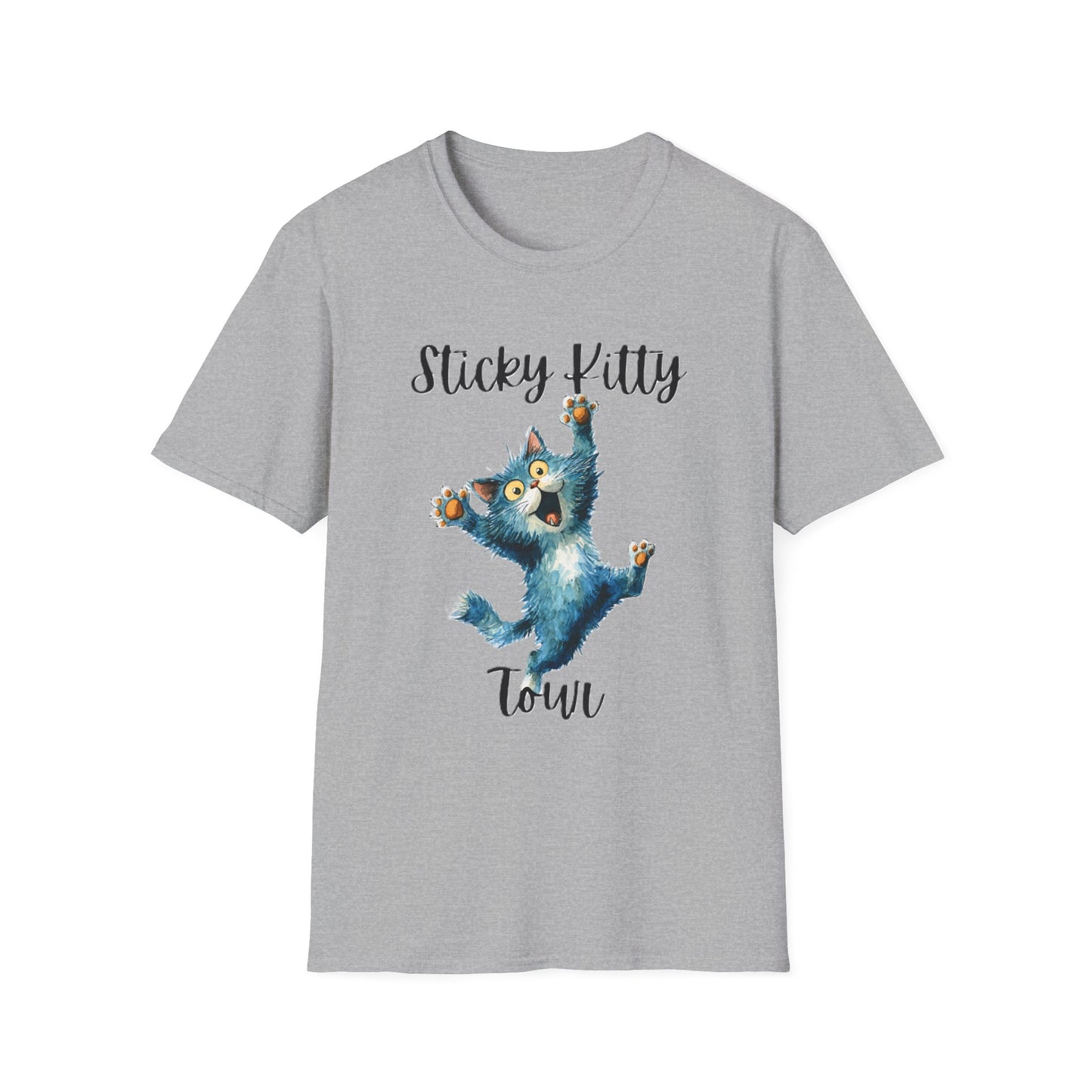 Sticky Kitty Town Unisex T-Shirt, Cute Cat Tee, Pet Lover Gift, Casual Wear, Animal Lover T-Shirt, Fun Graphic Tee