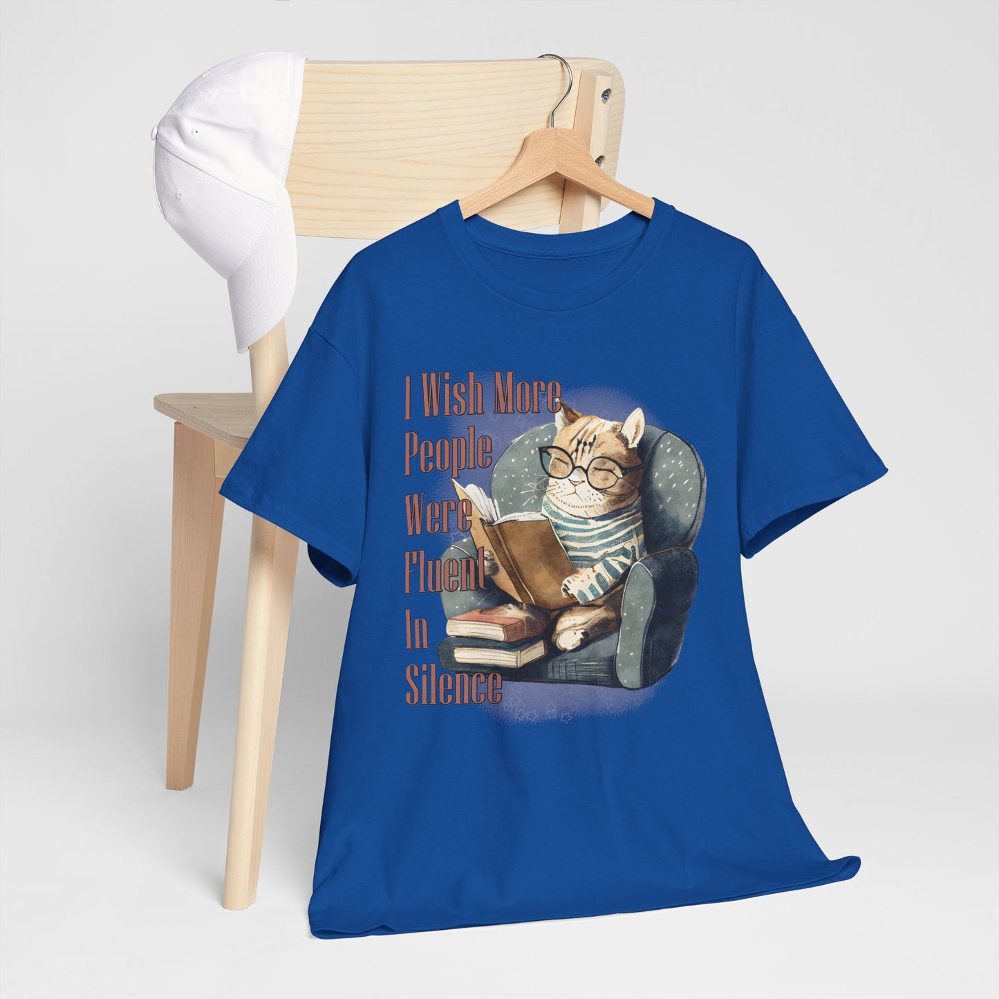 Charming Cat Reading Tee, Funny Cat Lover Shirt, Silent Reader Gift, Cozy Everyday Wear, Unisex Cotton Top