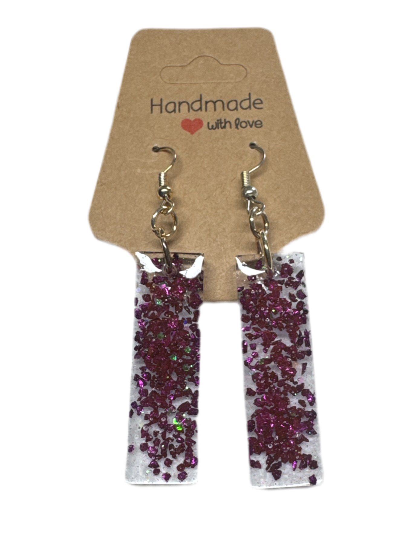 Purple Glass/Glitter Resin Earrings