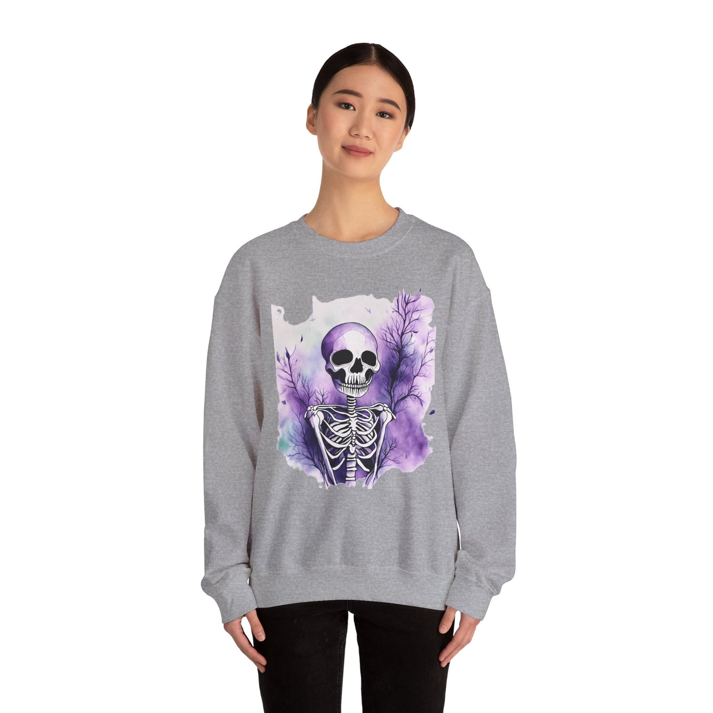 Skeleton Art Unisex Sweatshirt, Cozy Fall Fashion, Halloween Outfit, Artistic Gift, Skeleton Sweatshirt, Soft Crewneck