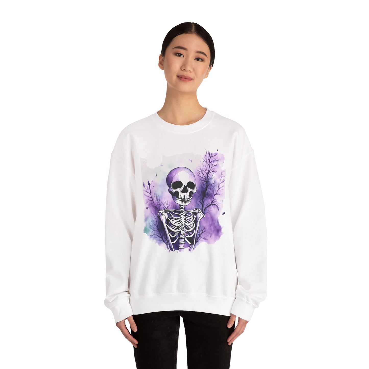 Skeleton Art Unisex Sweatshirt, Cozy Fall Fashion, Halloween Outfit, Artistic Gift, Skeleton Sweatshirt, Soft Crewneck