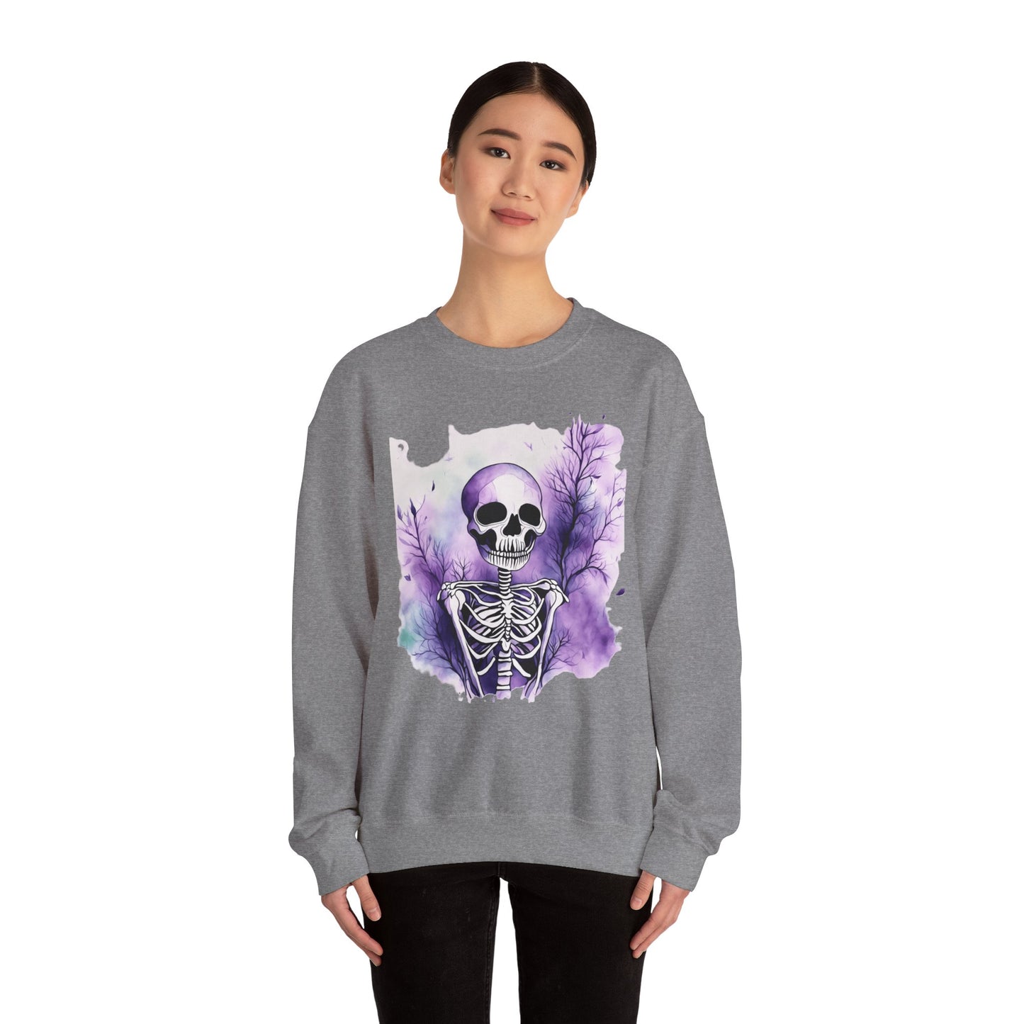 Skeleton Art Unisex Sweatshirt, Cozy Fall Fashion, Halloween Outfit, Artistic Gift, Skeleton Sweatshirt, Soft Crewneck