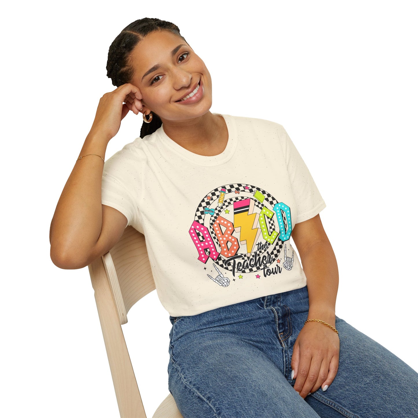 ABCD Teacher Tour Unisex Softstyle T-Shirt, Teacher Gift, Concert Tee, Fun Classroom Shirt, Graduation, Appreciation Day
