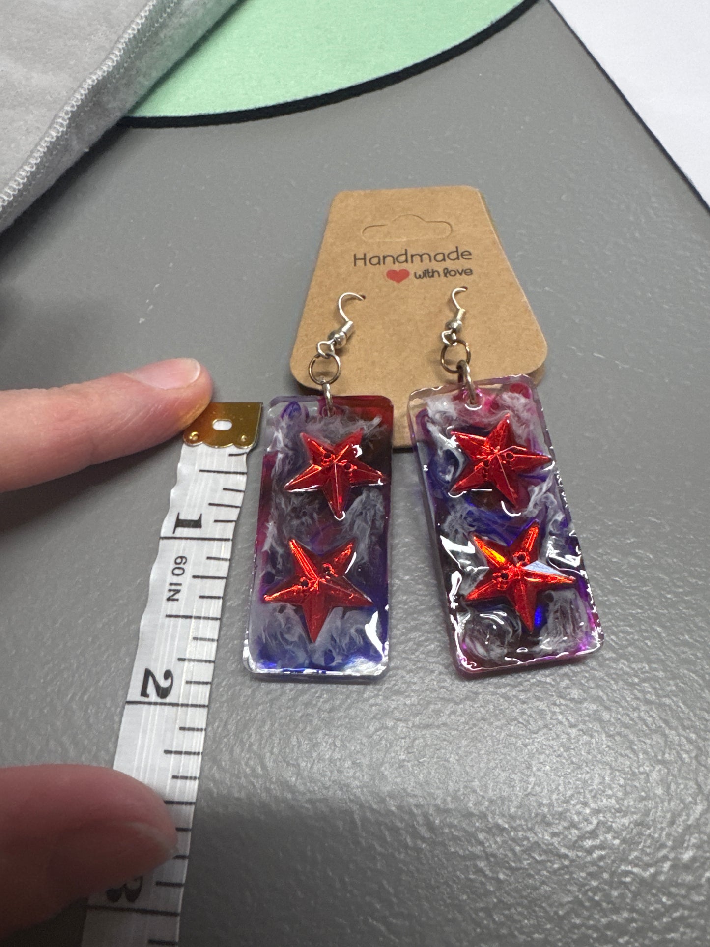 Red, White&Blue Resin Earrings