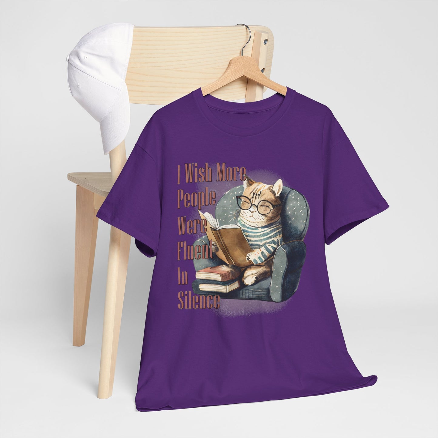 Charming Cat Reading Tee, Funny Cat Lover Shirt, Silent Reader Gift, Cozy Everyday Wear, Unisex Cotton Top