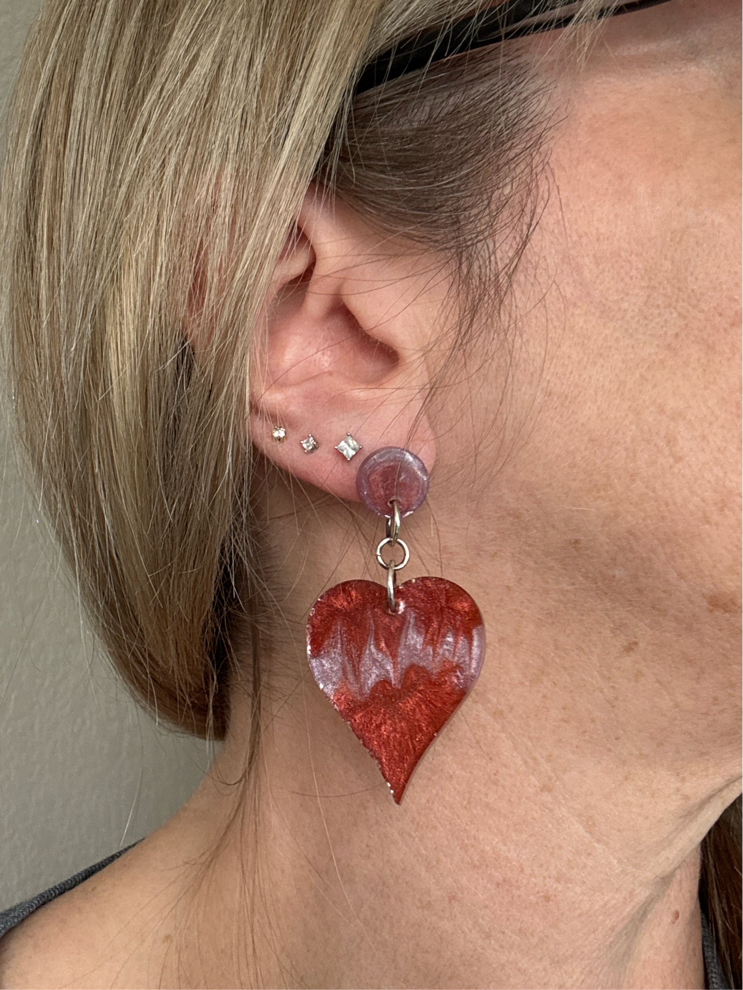 Resin Heart Dangle Earrings