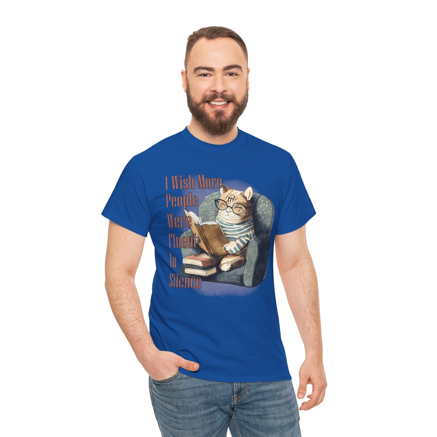 Charming Cat Reading Tee, Funny Cat Lover Shirt, Silent Reader Gift, Cozy Everyday Wear, Unisex Cotton Top