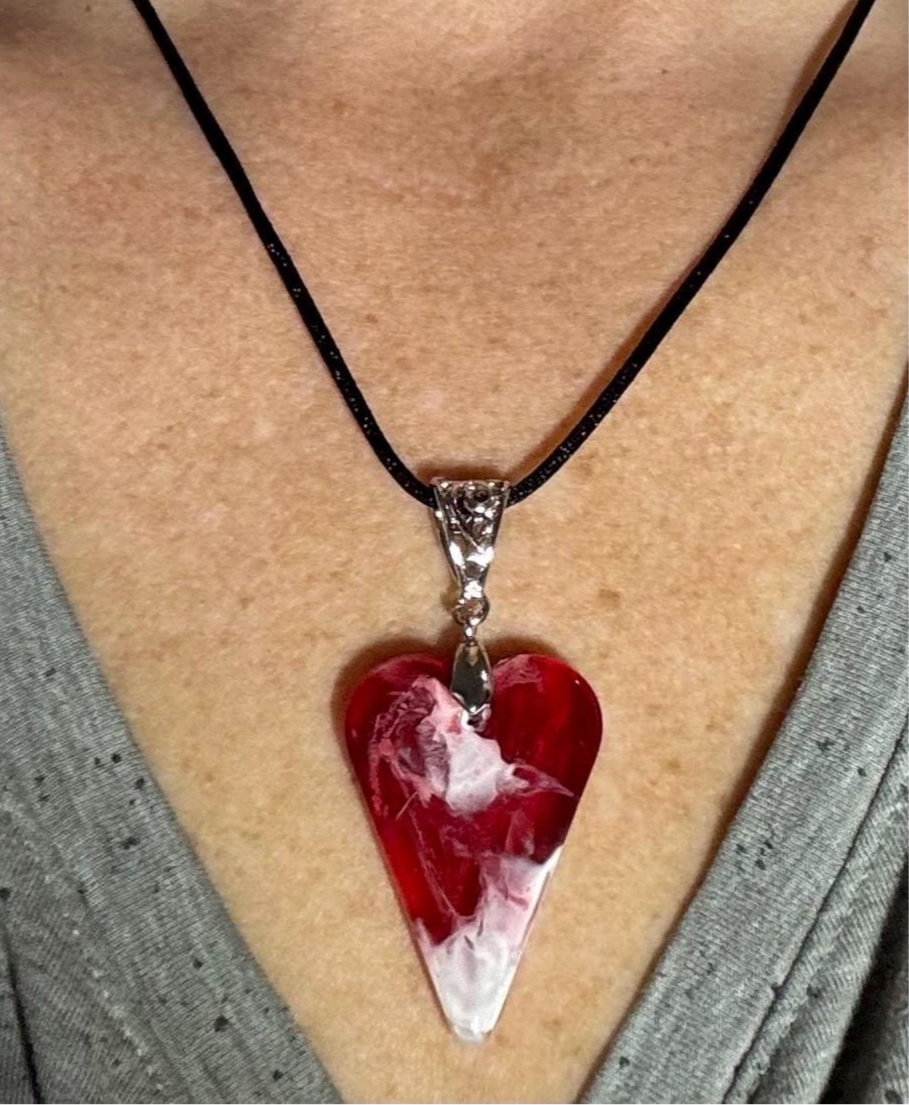 Bleeding Heart Resin Necklace