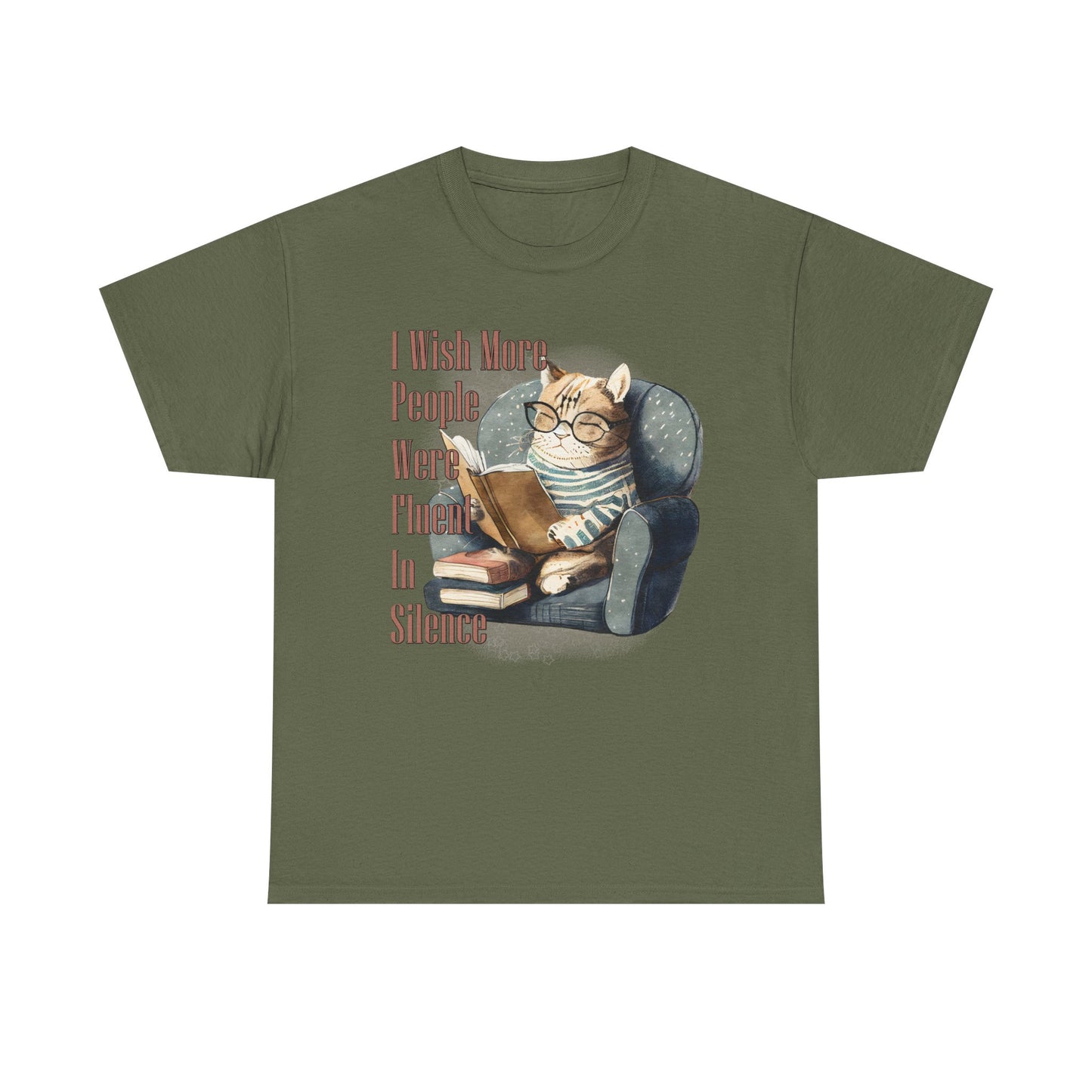 Charming Cat Reading Tee, Funny Cat Lover Shirt, Silent Reader Gift, Cozy Everyday Wear, Unisex Cotton Top