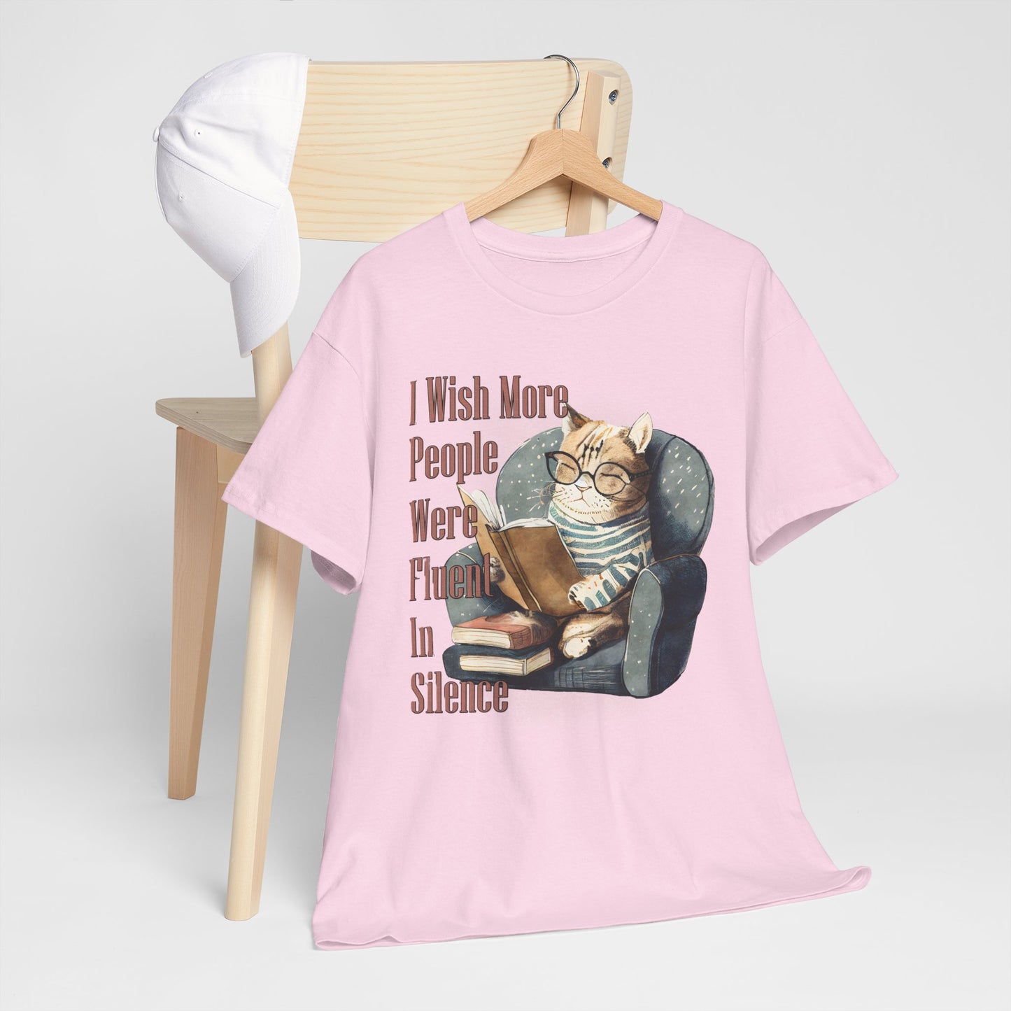 Charming Cat Reading Tee, Funny Cat Lover Shirt, Silent Reader Gift, Cozy Everyday Wear, Unisex Cotton Top