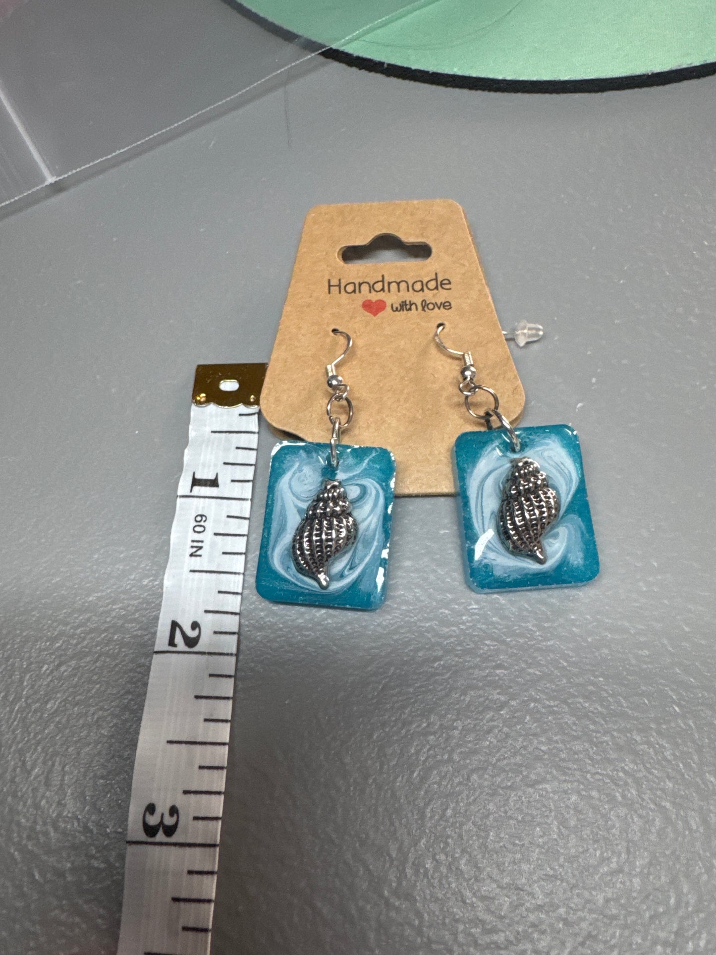 Seashell in Ocean Resin Earrings