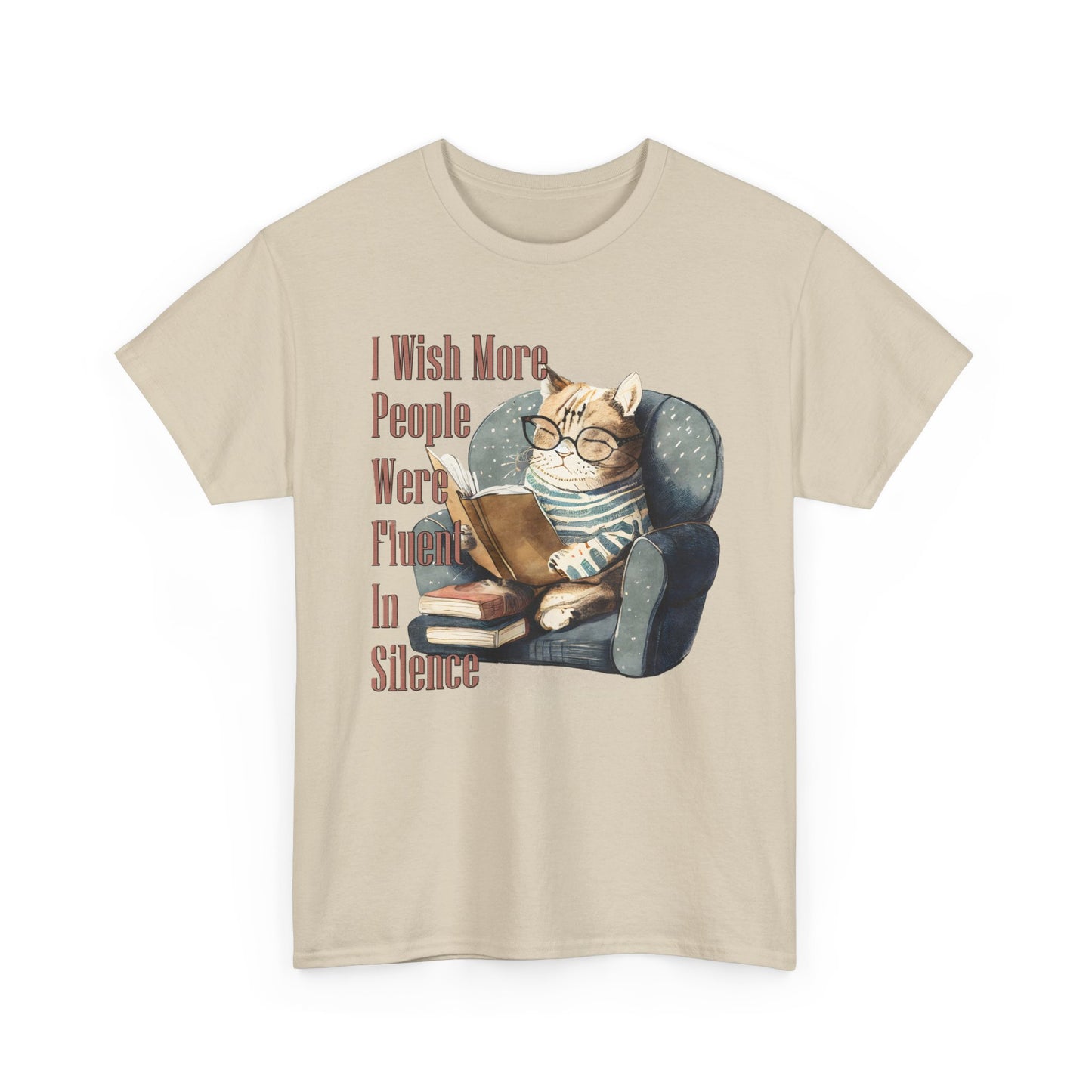 Charming Cat Reading Tee, Funny Cat Lover Shirt, Silent Reader Gift, Cozy Everyday Wear, Unisex Cotton Top