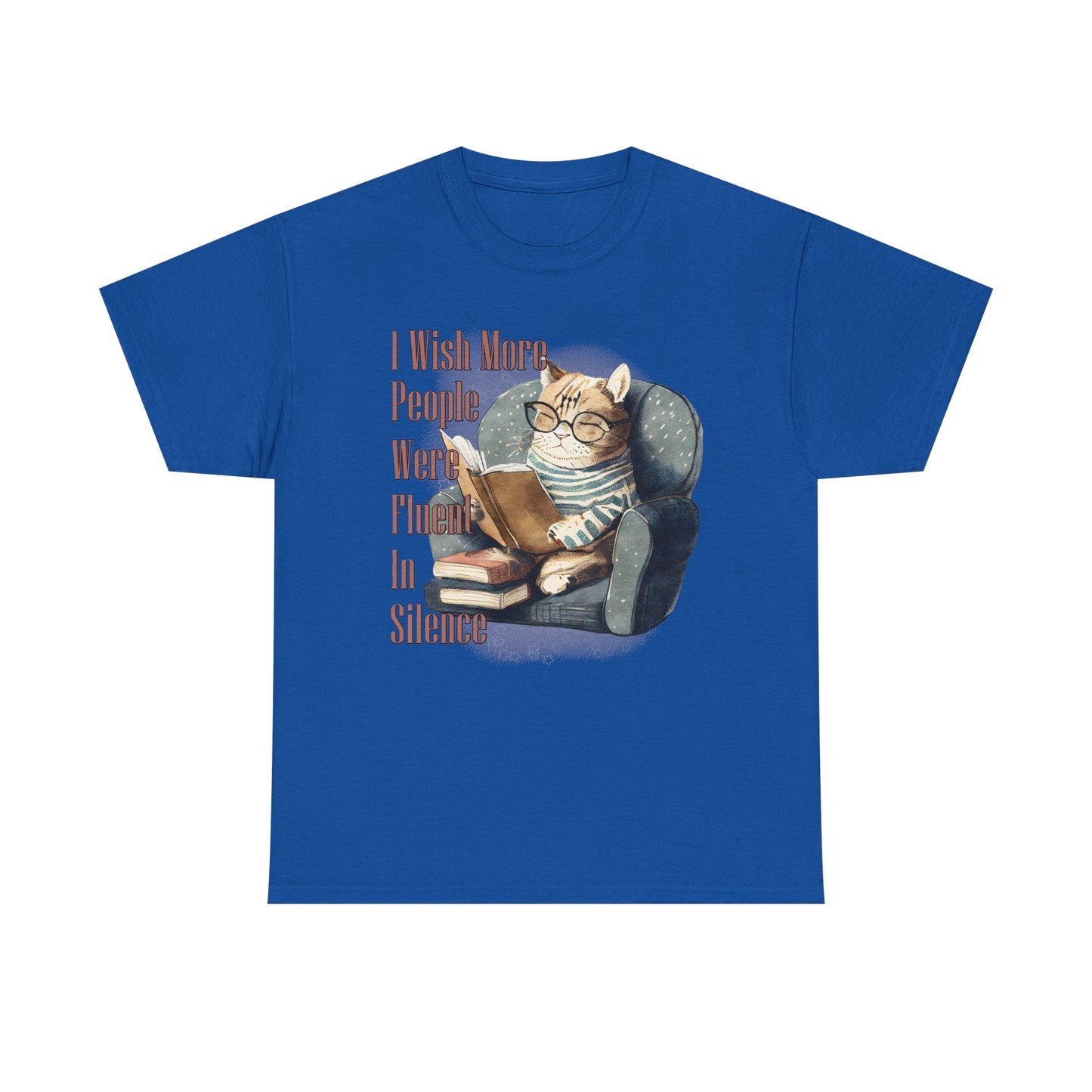 Charming Cat Reading Tee, Funny Cat Lover Shirt, Silent Reader Gift, Cozy Everyday Wear, Unisex Cotton Top