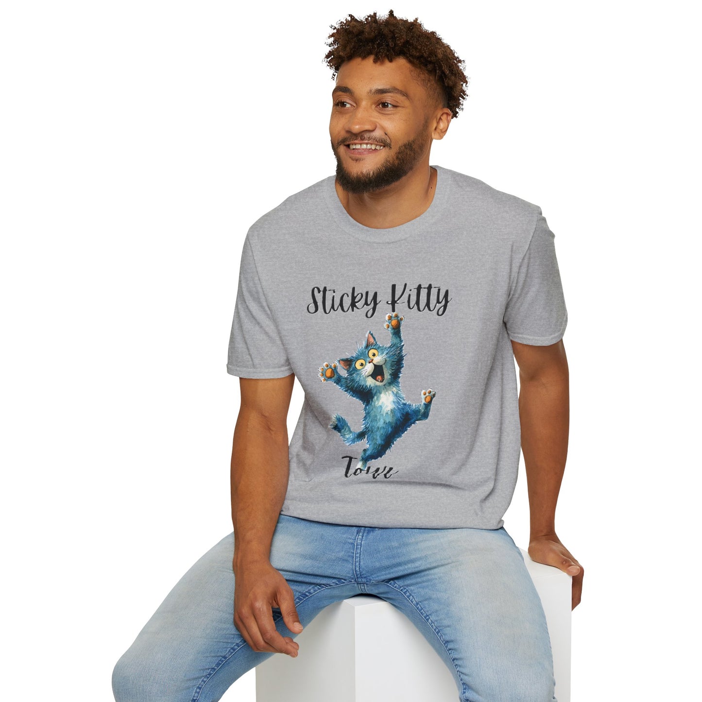 Sticky Kitty Town Unisex T-Shirt, Cute Cat Tee, Pet Lover Gift, Casual Wear, Animal Lover T-Shirt, Fun Graphic Tee