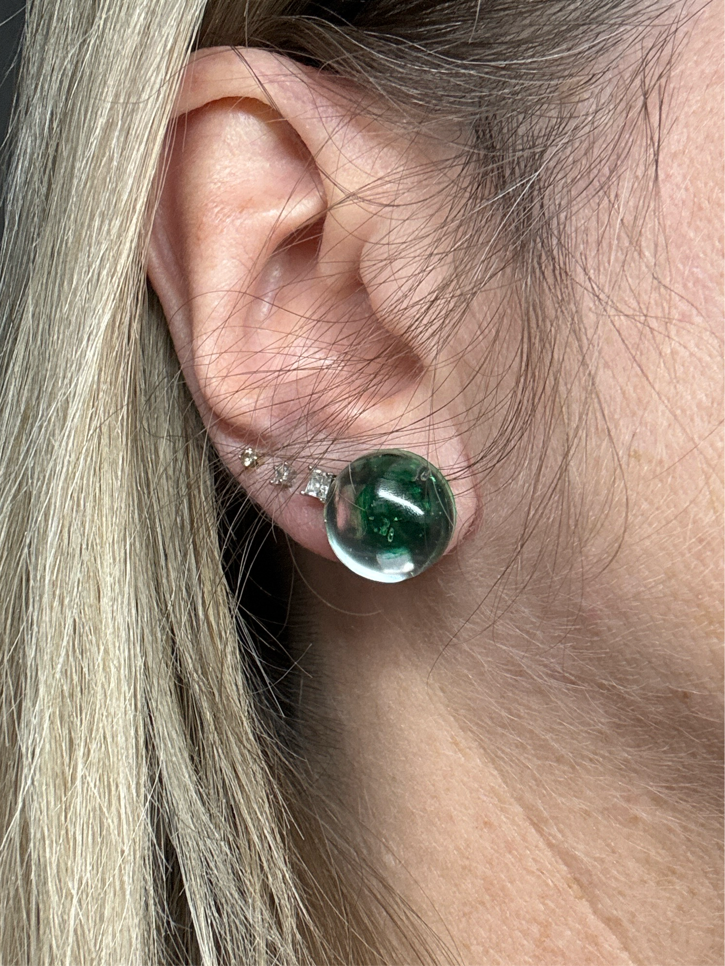 Green Drop Resin Earrings