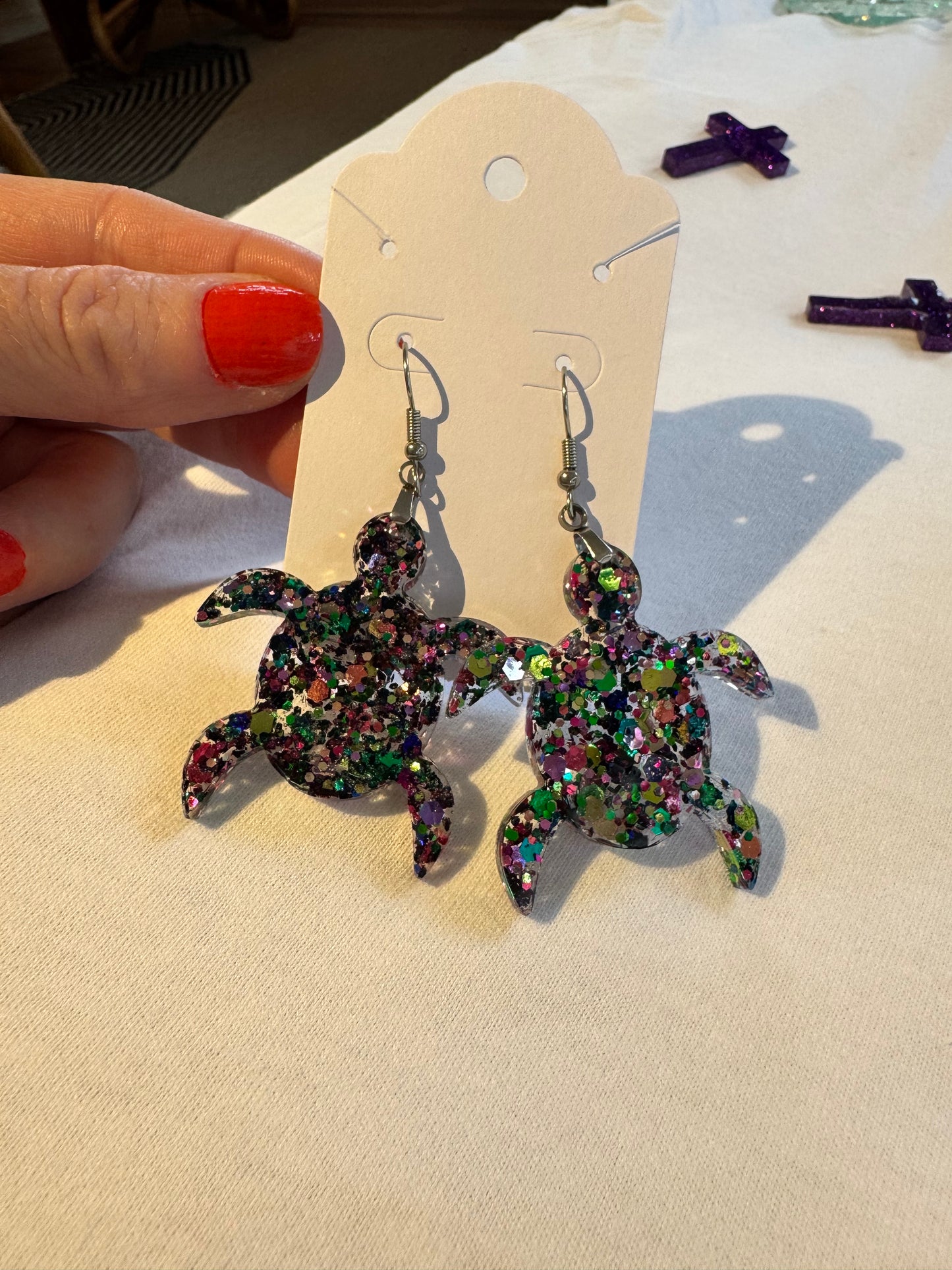 Sparkly Sea Turtle Earrings β Glittery Ocean-Inspired Jewelry