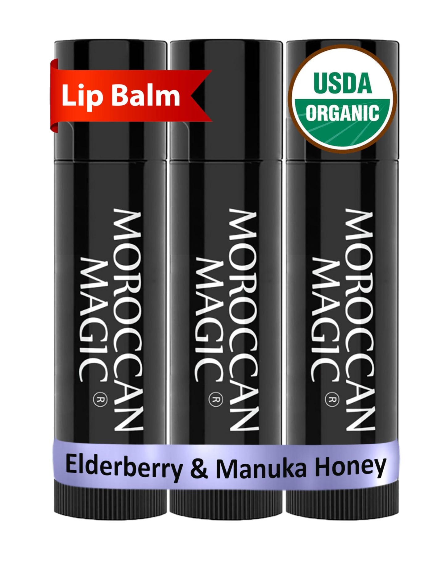 Moroccan Magic Organic Peppermint Eucalyptus Lip Balm 3 Pack | Ultra-Hydrating Argan & Essential Oil Lip Moisturizer + Vitamin E | Natural Mint Chapstick for Dry Lips | Non-Toxic | Organic Lip Balm