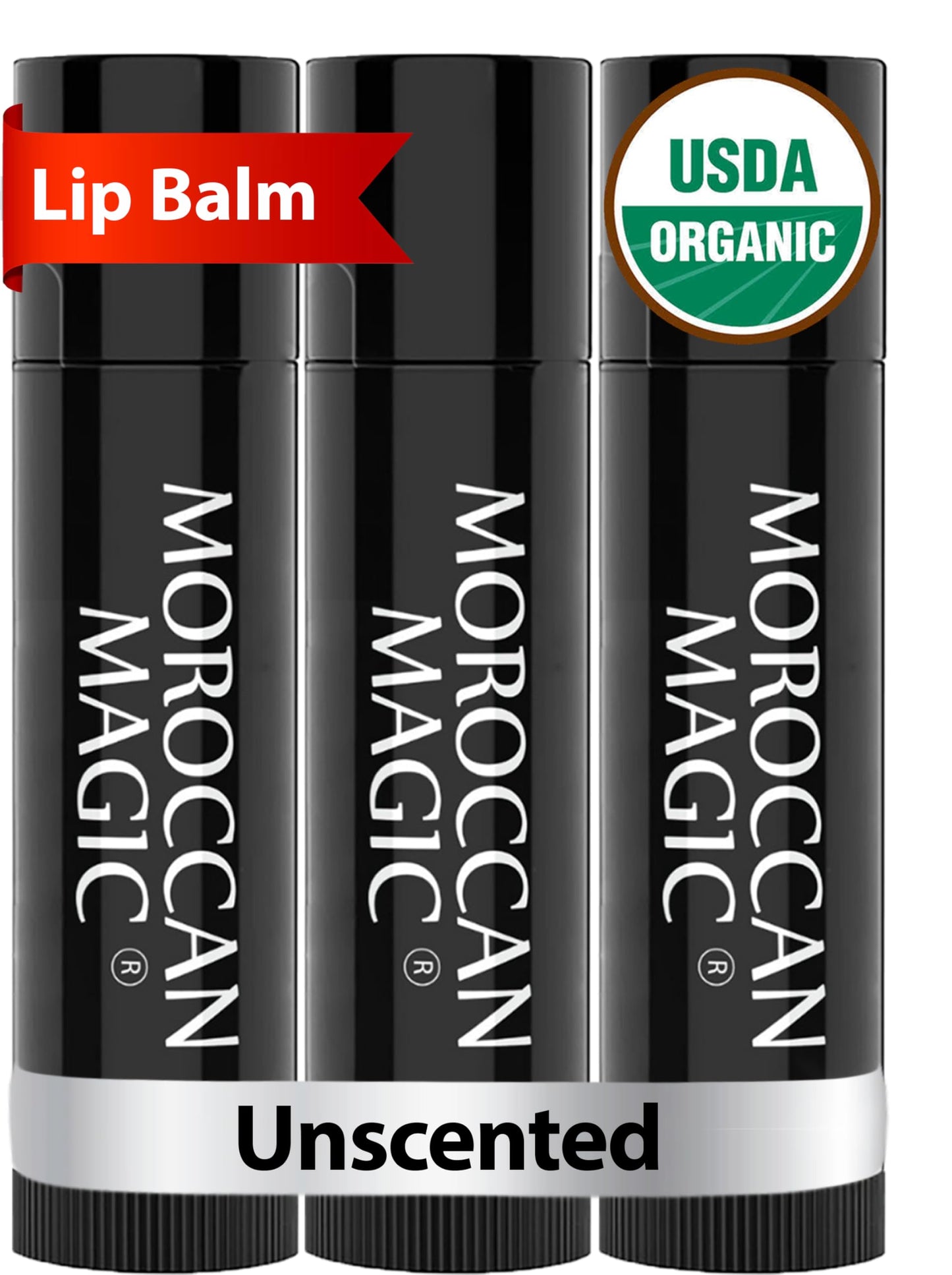 Moroccan Magic Organic Peppermint Eucalyptus Lip Balm 3 Pack | Ultra-Hydrating Argan & Essential Oil Lip Moisturizer + Vitamin E | Natural Mint Chapstick for Dry Lips | Non-Toxic | Organic Lip Balm