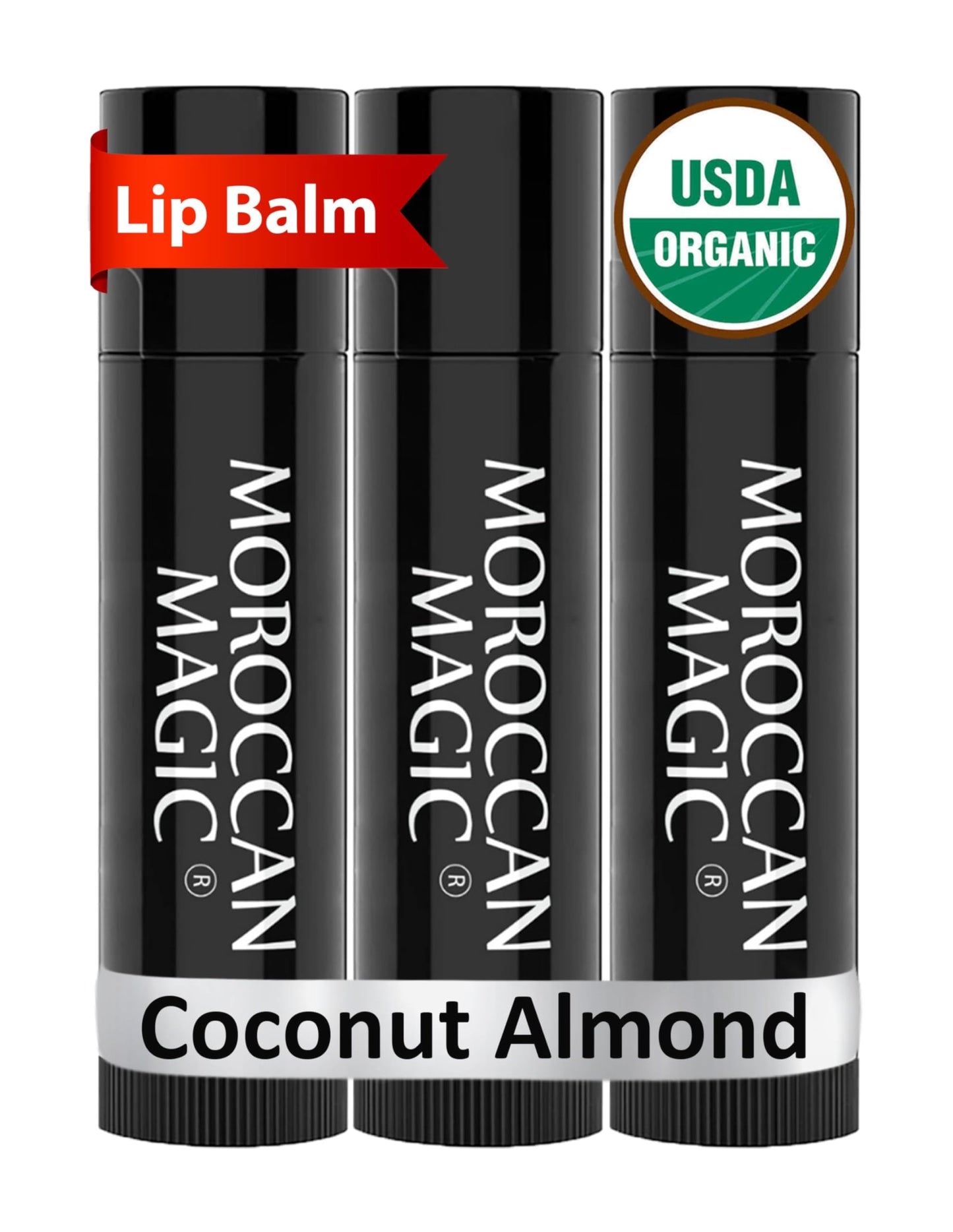 Moroccan Magic Organic Peppermint Eucalyptus Lip Balm 3 Pack | Ultra-Hydrating Argan & Essential Oil Lip Moisturizer + Vitamin E | Natural Mint Chapstick for Dry Lips | Non-Toxic | Organic Lip Balm