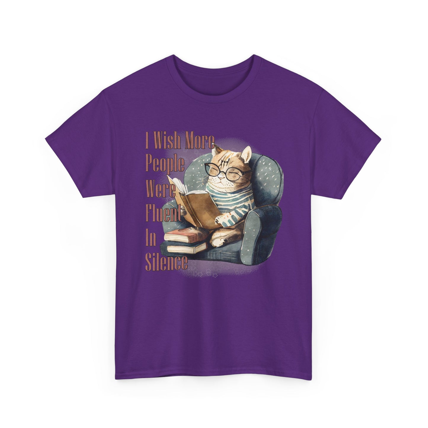 Charming Cat Reading Tee, Funny Cat Lover Shirt, Silent Reader Gift, Cozy Everyday Wear, Unisex Cotton Top