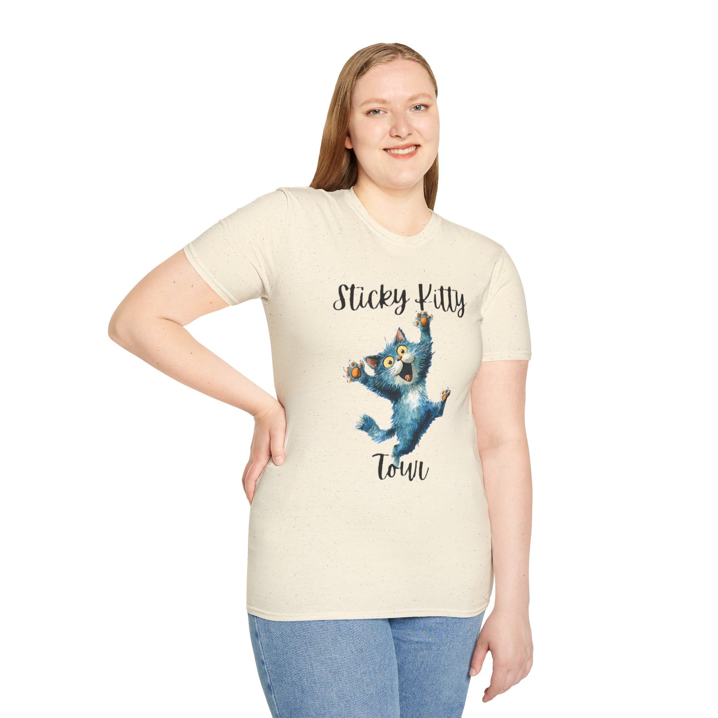 Sticky Kitty Town Unisex T-Shirt, Cute Cat Tee, Pet Lover Gift, Casual Wear, Animal Lover T-Shirt, Fun Graphic Tee
