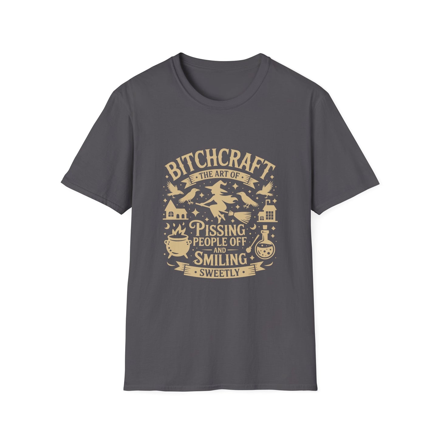 Bitchcraft Unisex Softstyle T-Shirt, Funny Witch Shirt, Witchcraft Humor Tee, Gift for Witch Lovers, Halloween Apparel