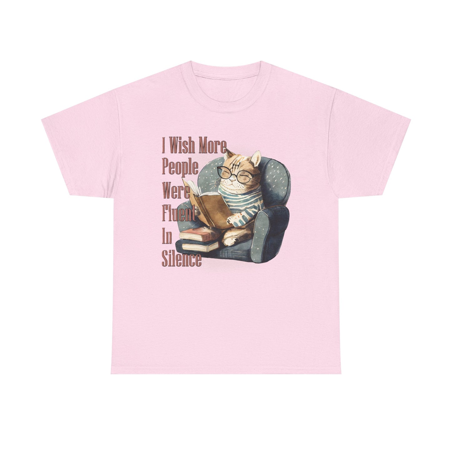 Charming Cat Reading Tee, Funny Cat Lover Shirt, Silent Reader Gift, Cozy Everyday Wear, Unisex Cotton Top