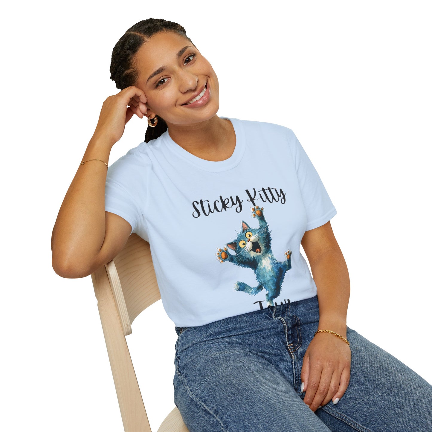 Sticky Kitty Town Unisex T-Shirt, Cute Cat Tee, Pet Lover Gift, Casual Wear, Animal Lover T-Shirt, Fun Graphic Tee