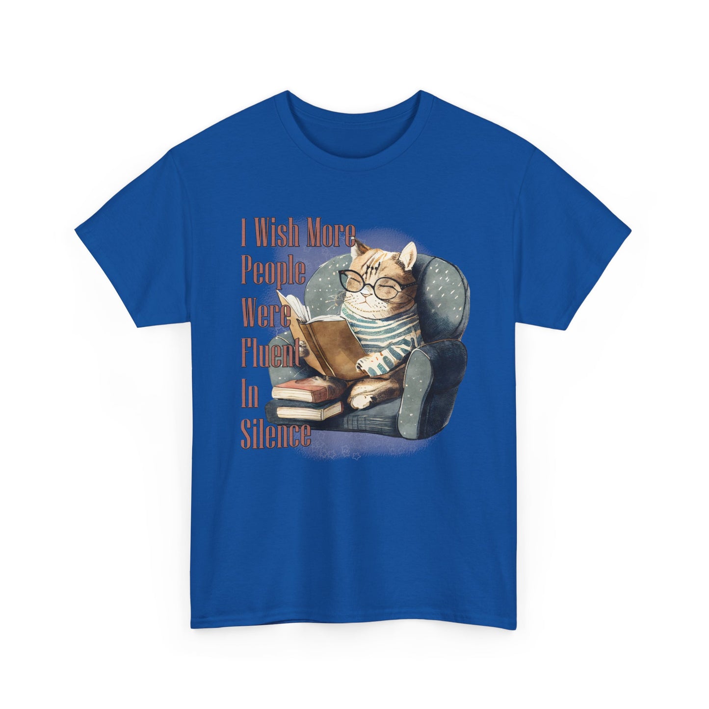 Charming Cat Reading Tee, Funny Cat Lover Shirt, Silent Reader Gift, Cozy Everyday Wear, Unisex Cotton Top