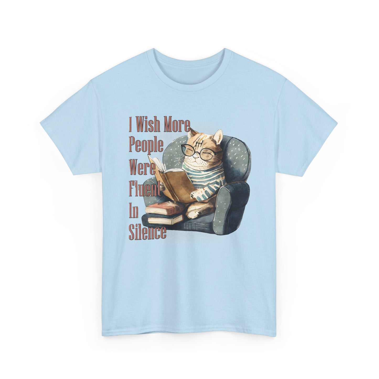 Charming Cat Reading Tee, Funny Cat Lover Shirt, Silent Reader Gift, Cozy Everyday Wear, Unisex Cotton Top