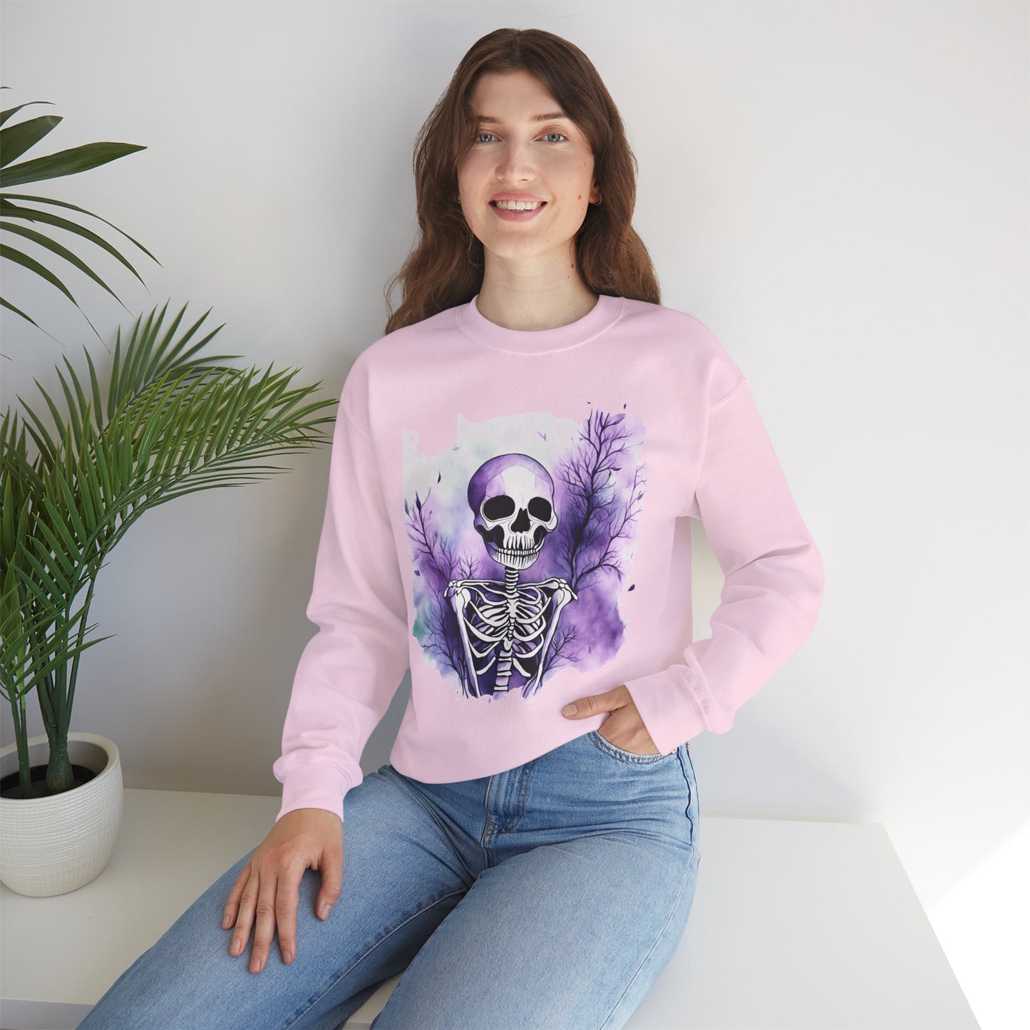 Skeleton Art Unisex Sweatshirt, Cozy Fall Fashion, Halloween Outfit, Artistic Gift, Skeleton Sweatshirt, Soft Crewneck