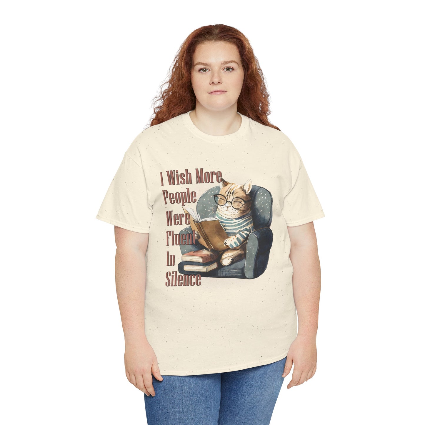 Charming Cat Reading Tee, Funny Cat Lover Shirt, Silent Reader Gift, Cozy Everyday Wear, Unisex Cotton Top