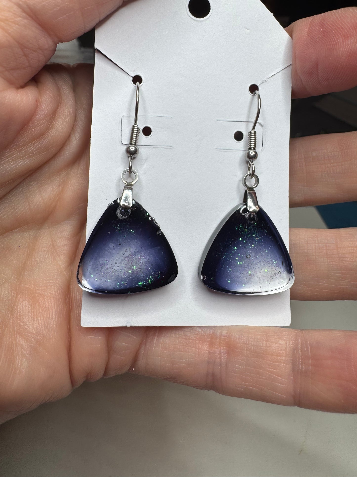 Midnight Stardust Resin Drop Earrings