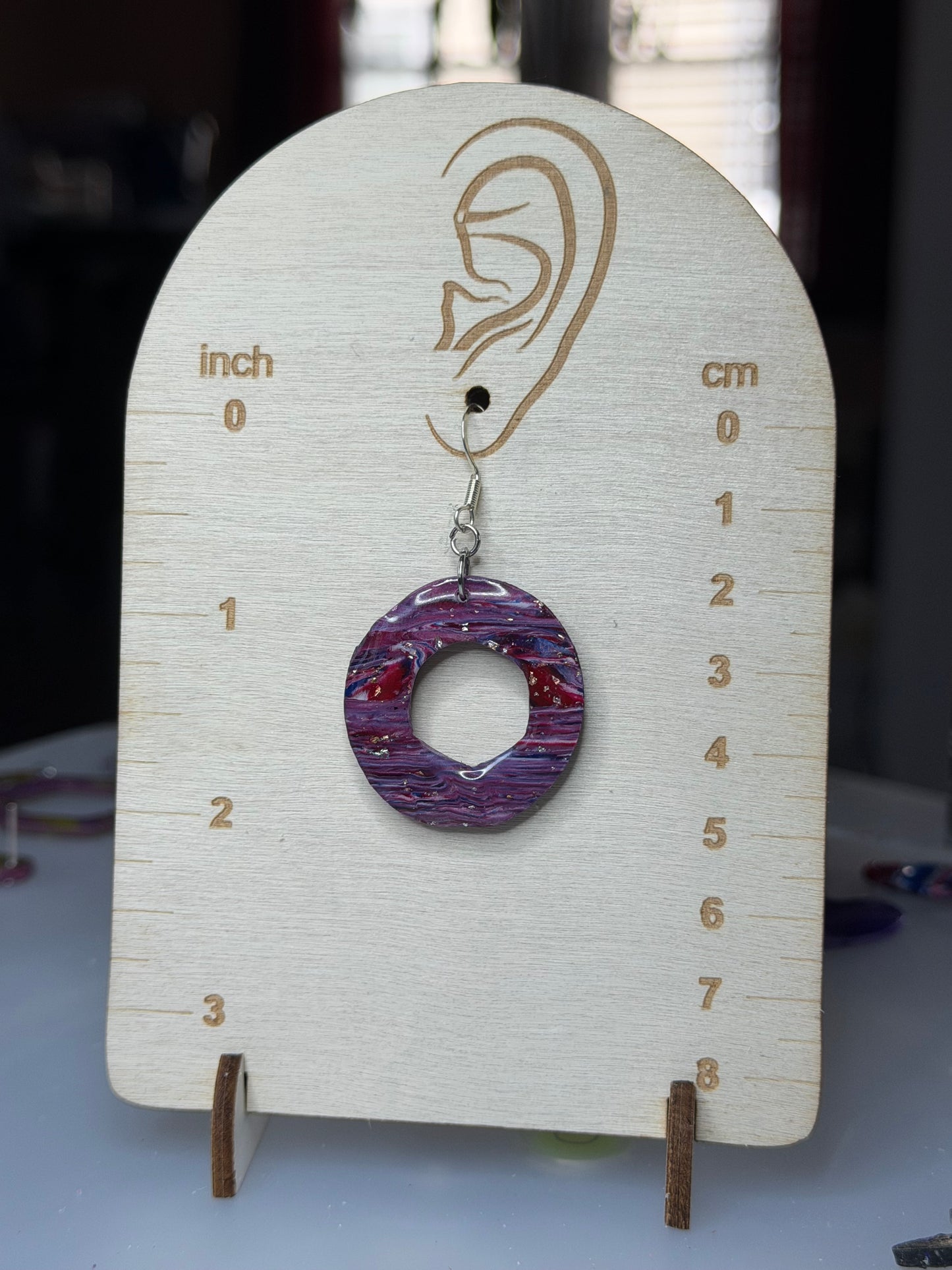 Handmade Purple Marbled Polymer Clay Jewelry Set | Resin Earrings & Matching Pendant Necklace | Lightweight Artisan Gift for Her