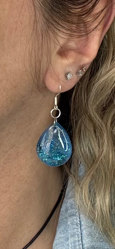 Blue Resin Mermaid Necklace/Earring Set