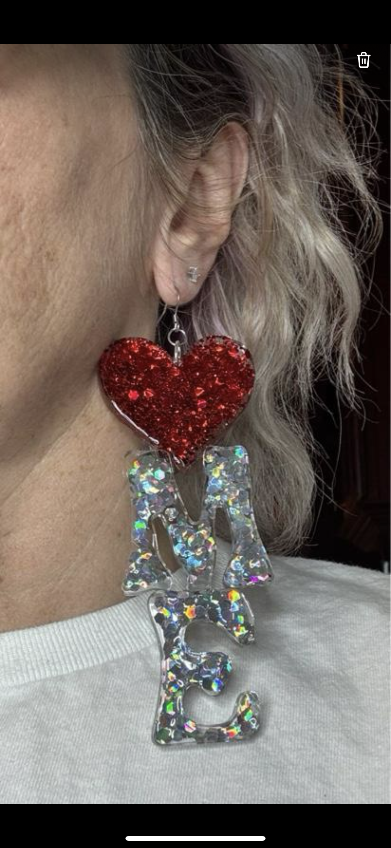 Heart Me Bold and Shiny Earrings Red Glitter Heart with Sparkling "ME" Letters Fashion Accessory daily wear. girl jewelry