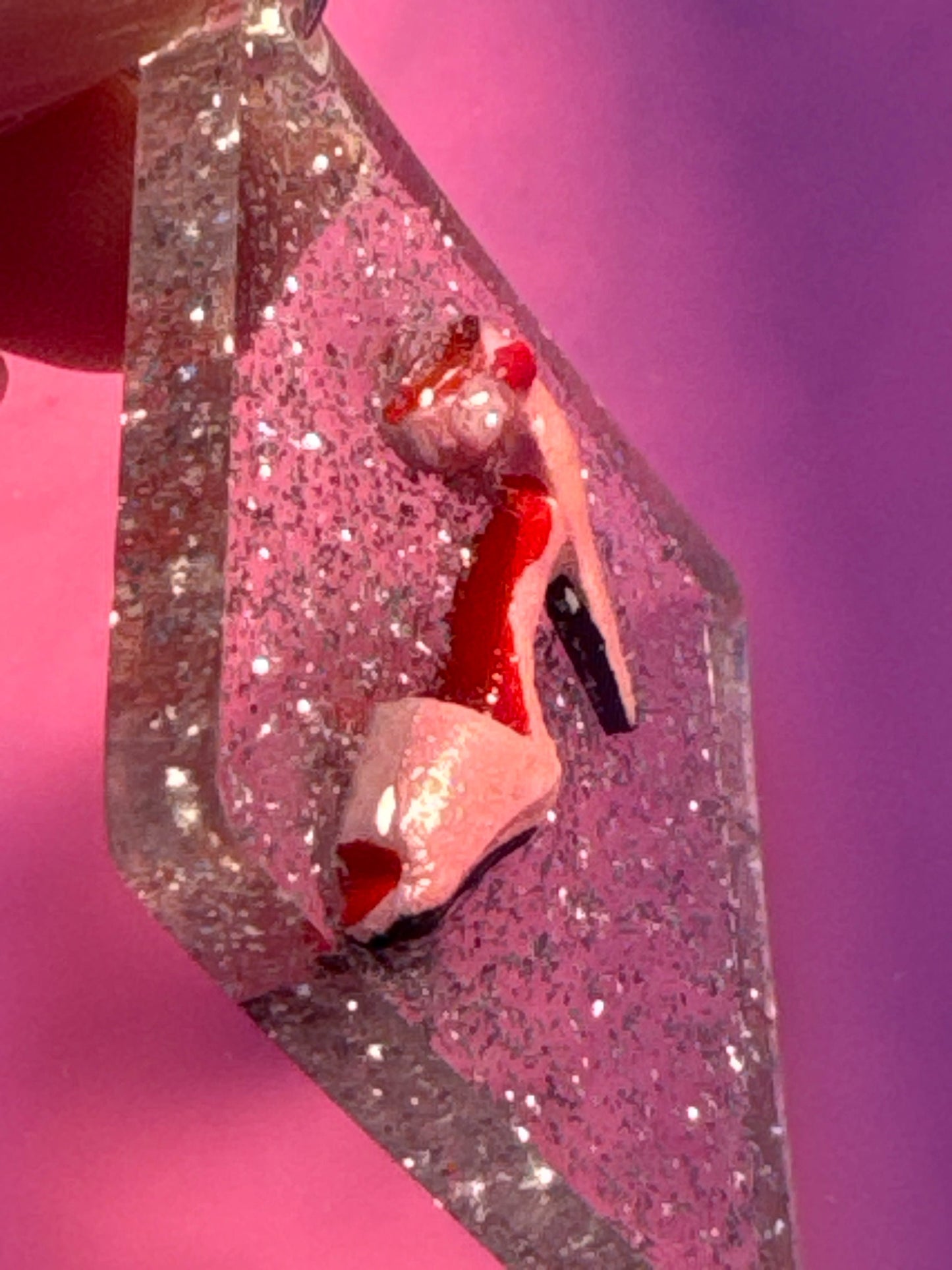 Pink Heels set in Glitter Diamond Shaped Earrings
