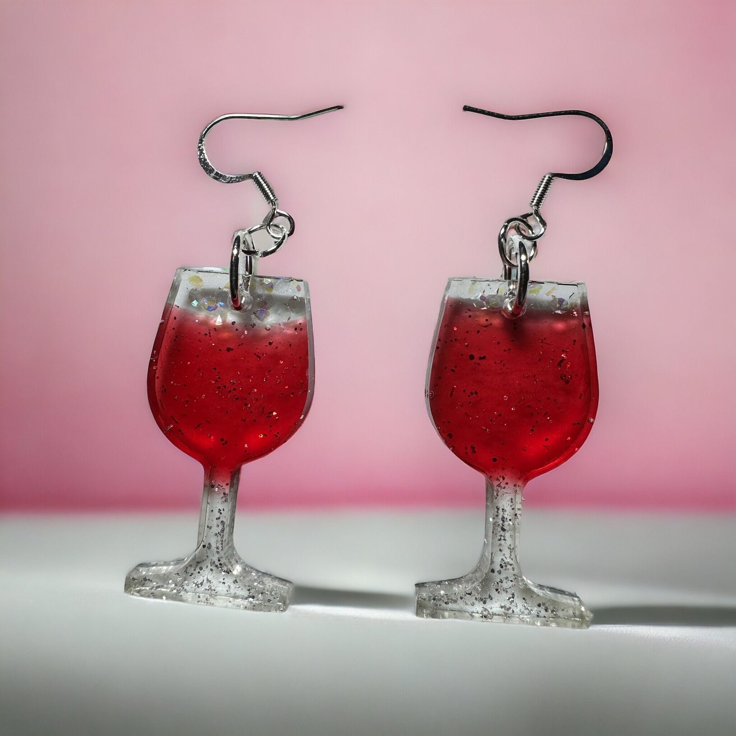 Red Wine Glass Resin Earrings