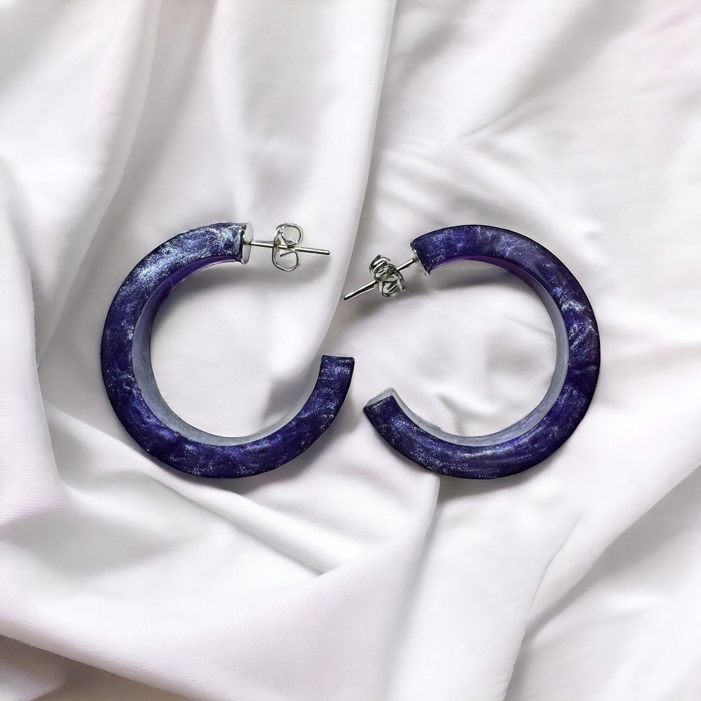 Purple Resin Hoop Earrings