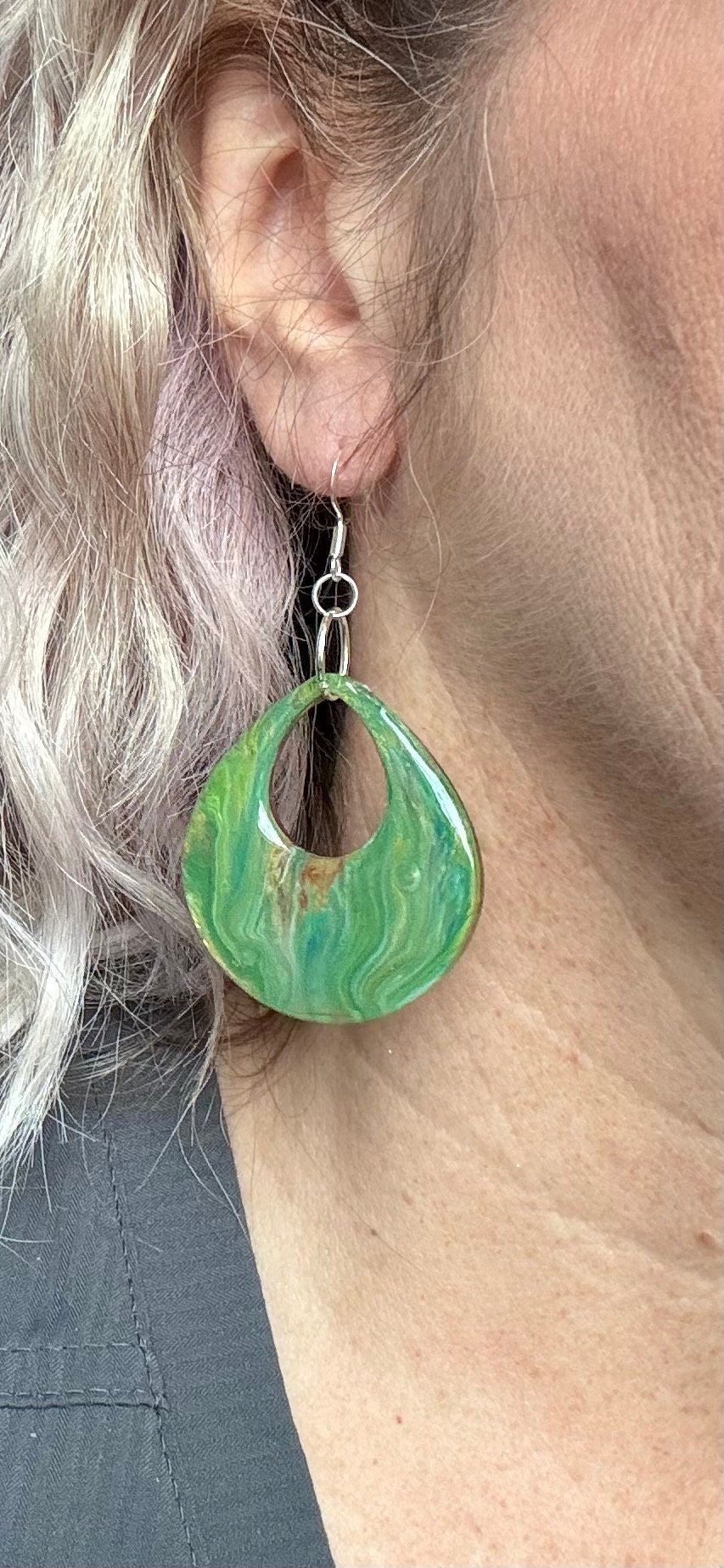Resin Earrings with Acrylic Paint