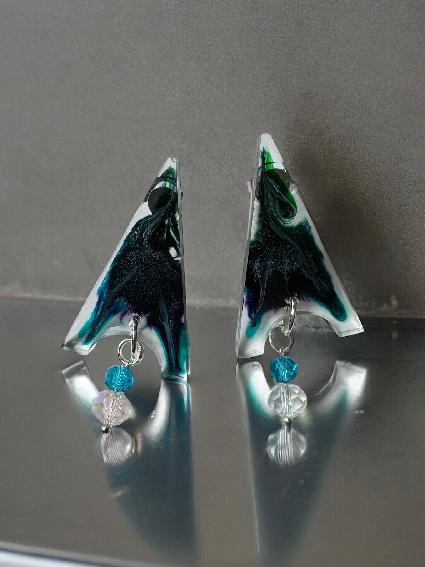 Triangle Color Swirl Resin Earrings