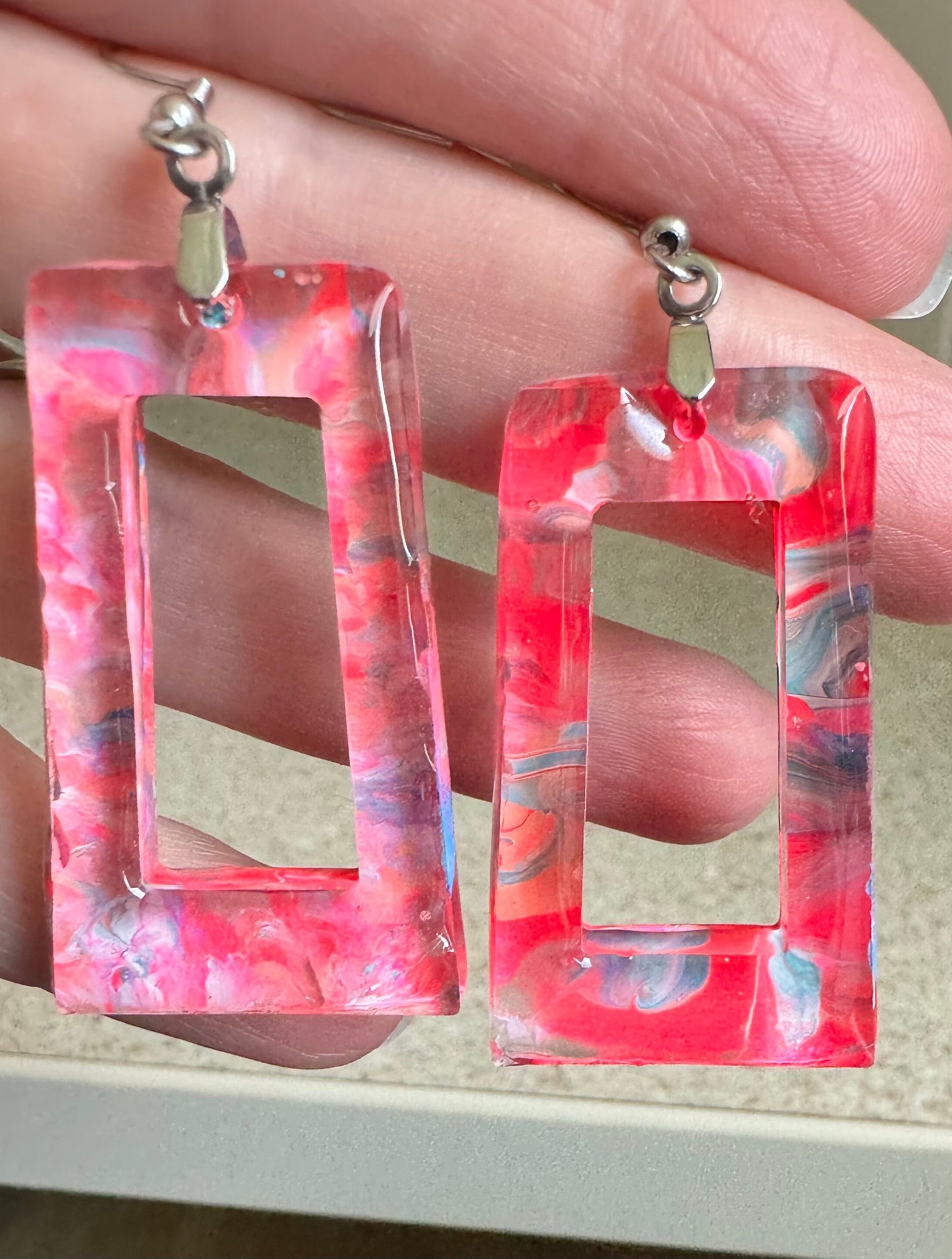 Resin with Acrylic Paint Earrings