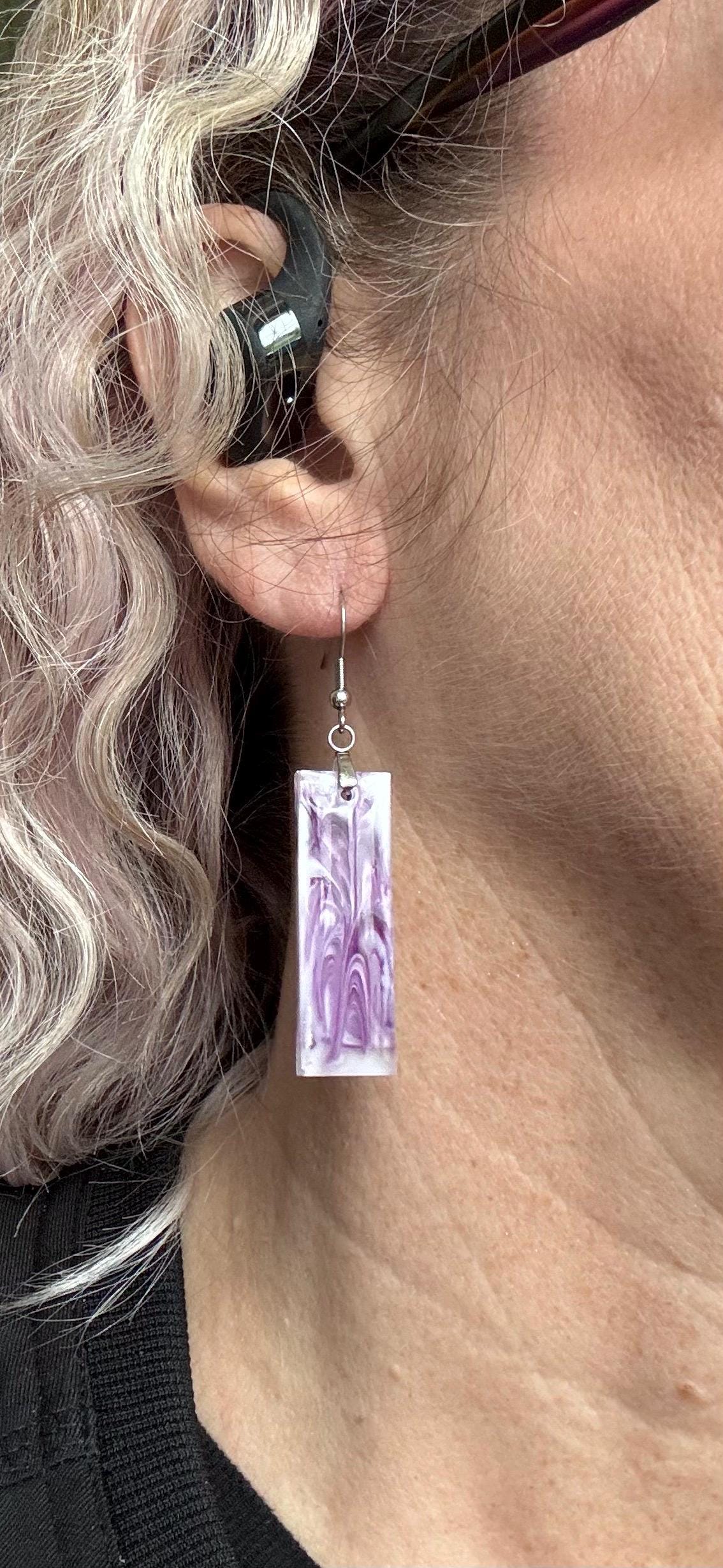 Purple Swirl Resin Earrings